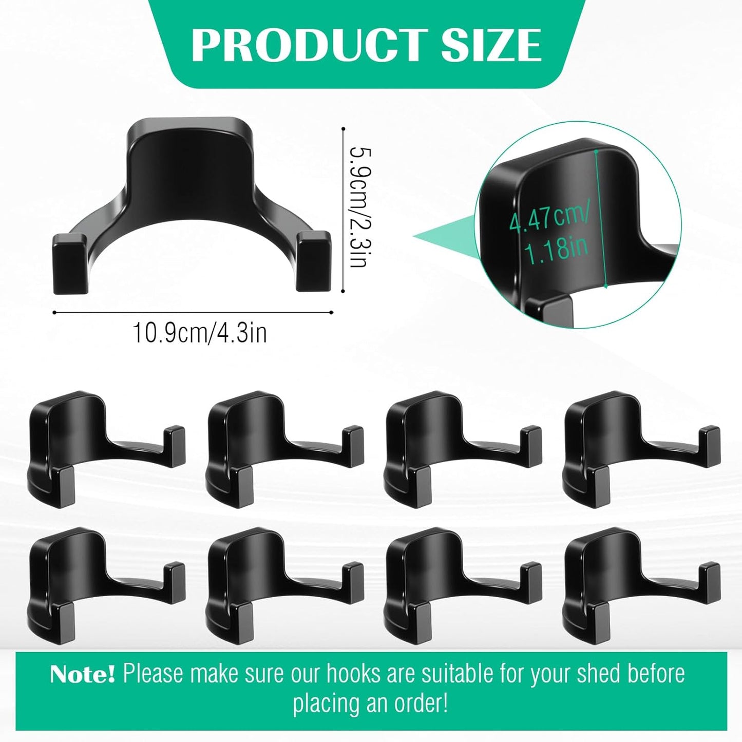 8 Pcs Shed Storage Tool Hooks Accessories Compatible with Suncast, Compatible with Craftsman for Hanging Shelves Accessories Part, Storage Sheds Replacement Screws, Brackets and Hooks(U Shaped)