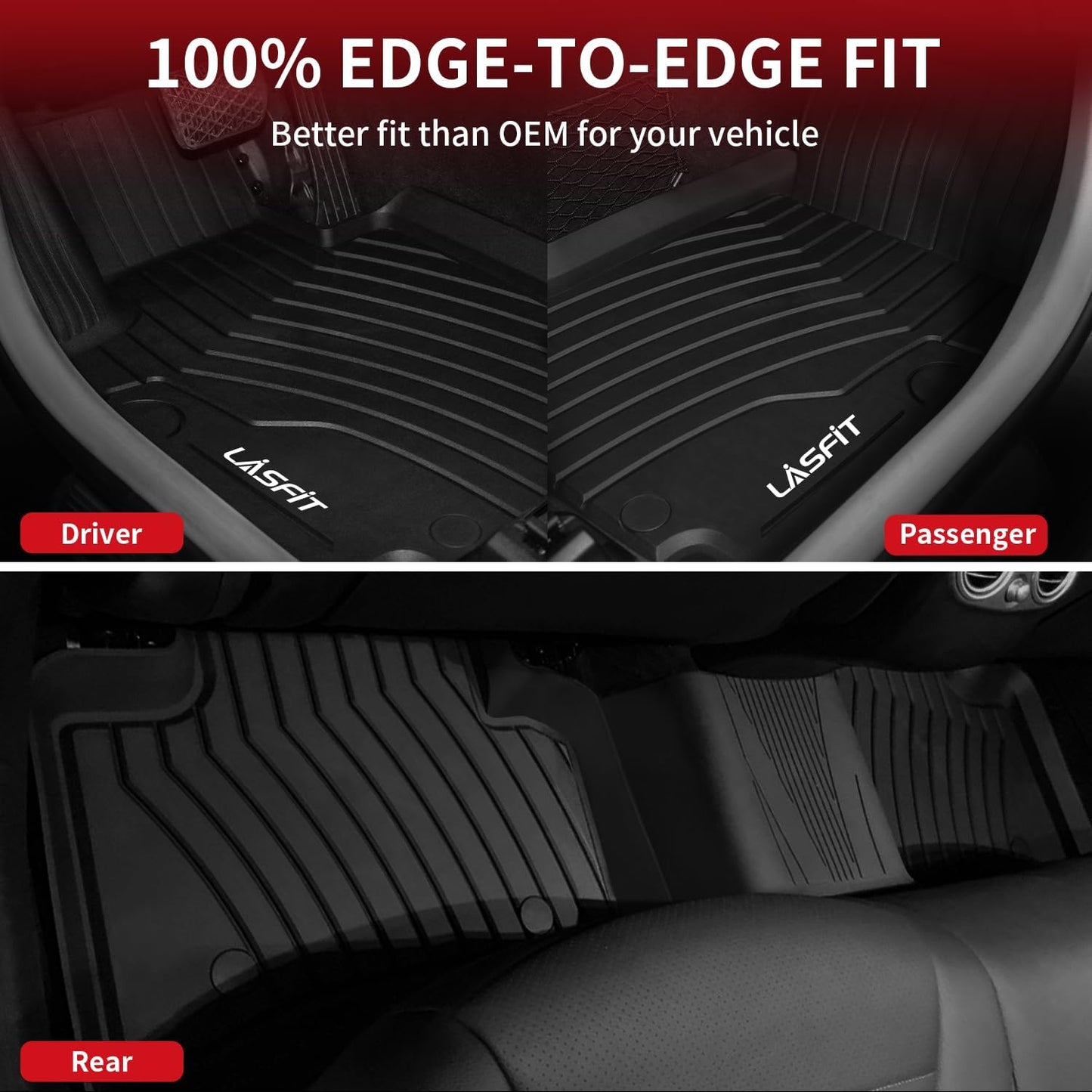 LASFIT Floor Mats for Mercedes Benz GLC 2023-2025 (Coupe Only for 2024-2025), GLC300 / GLC350e / GLC43 AMG/GLC 63 AMG S E, All Weather TPE Floor Liners Custom Fit GLC Car Mats 1st & 2nd Row Mats