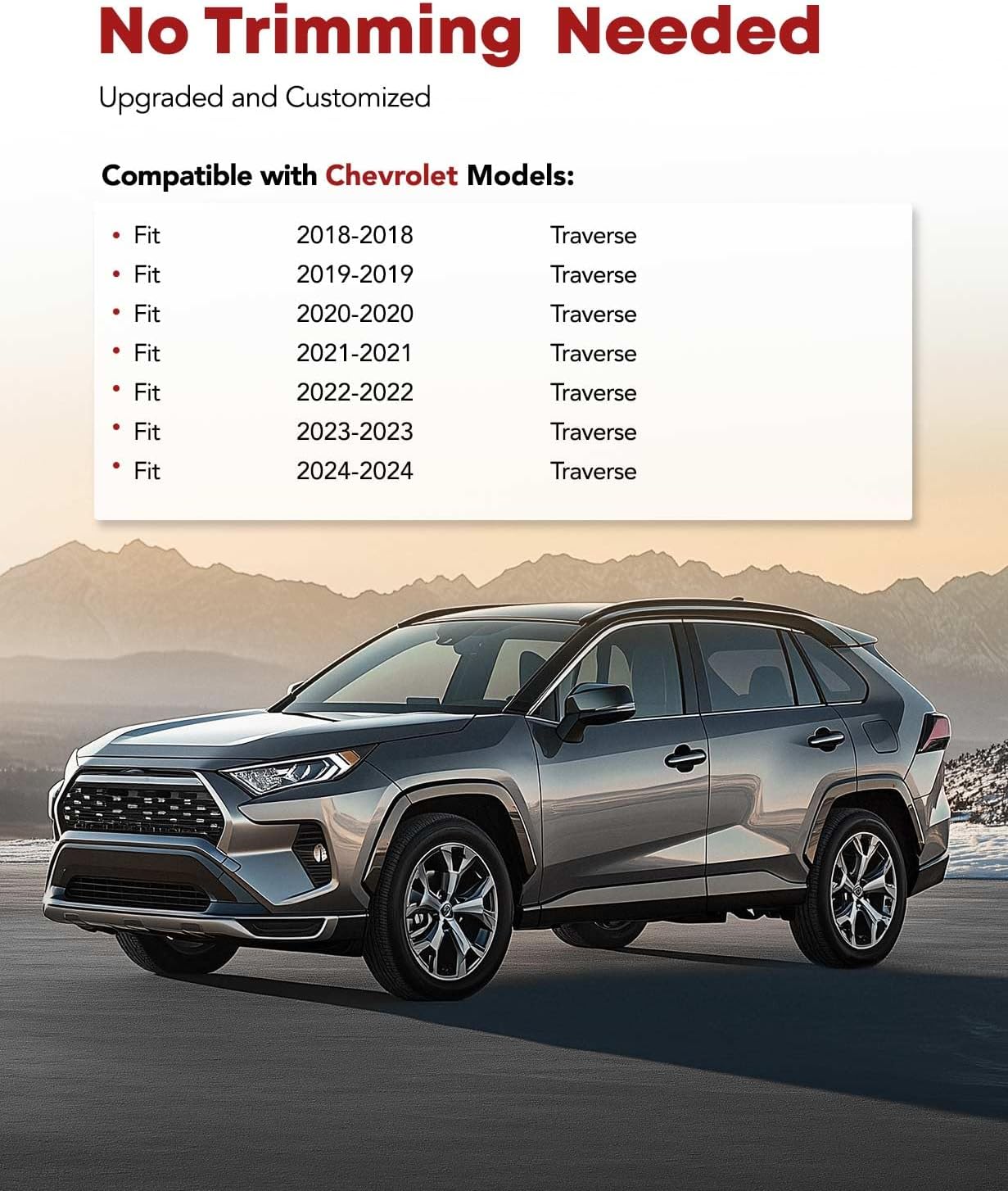 YHTAUTO Trunk Mat Compatible with Chevrolet Traverse 2018-2024, TPE All Weather Cargo Mats for Back of SUV Waterproof Anti-Slip Odorless Trunk Liner, Interior Car Accessories