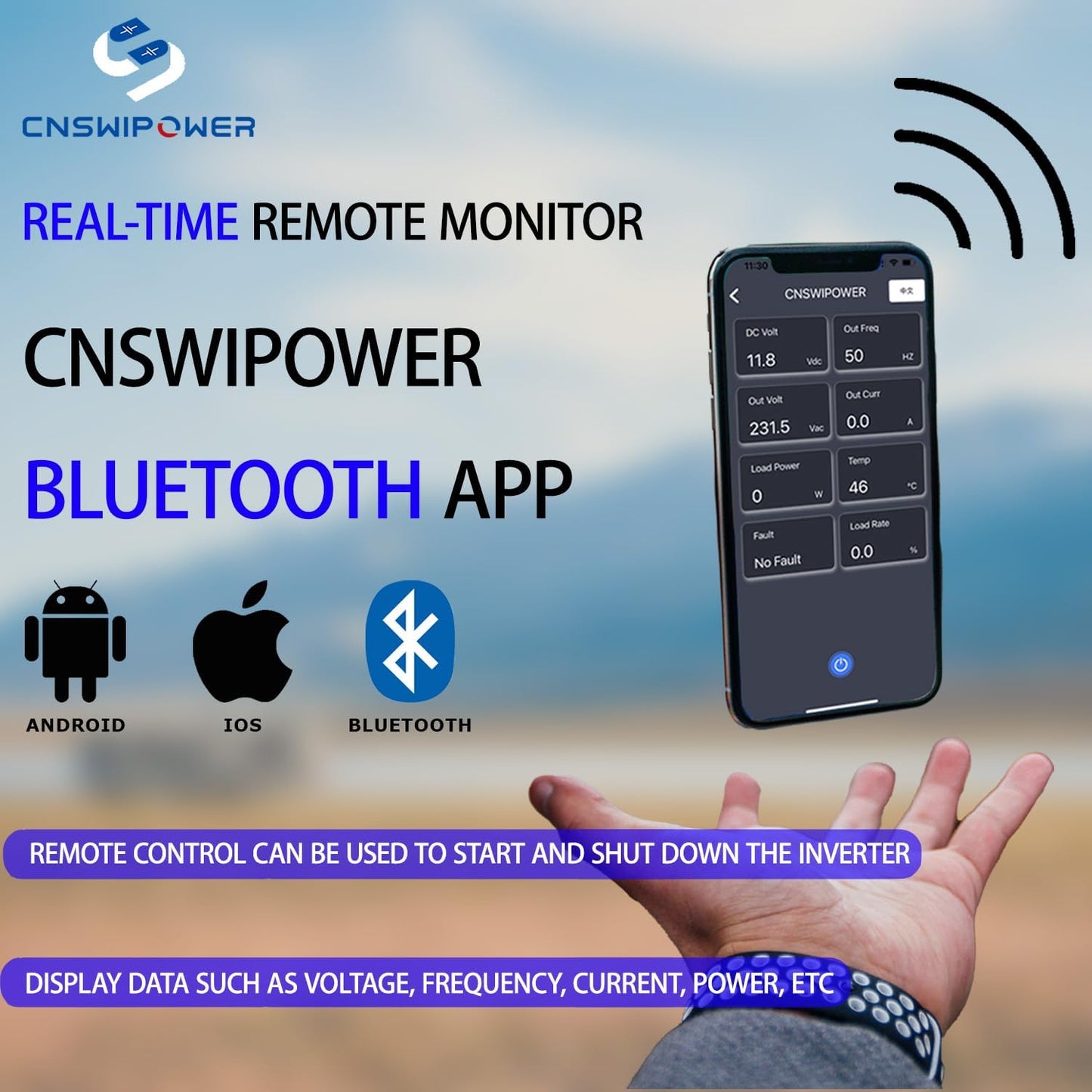 2000W (Peak Power 4000W) Pure Sine Wave dc to ac Inverter Remote Switch DC 24V to AC 120V 60HZ Solar Converter for Home car&Yacht (DC24V (Range 20V-30V) 2000W)