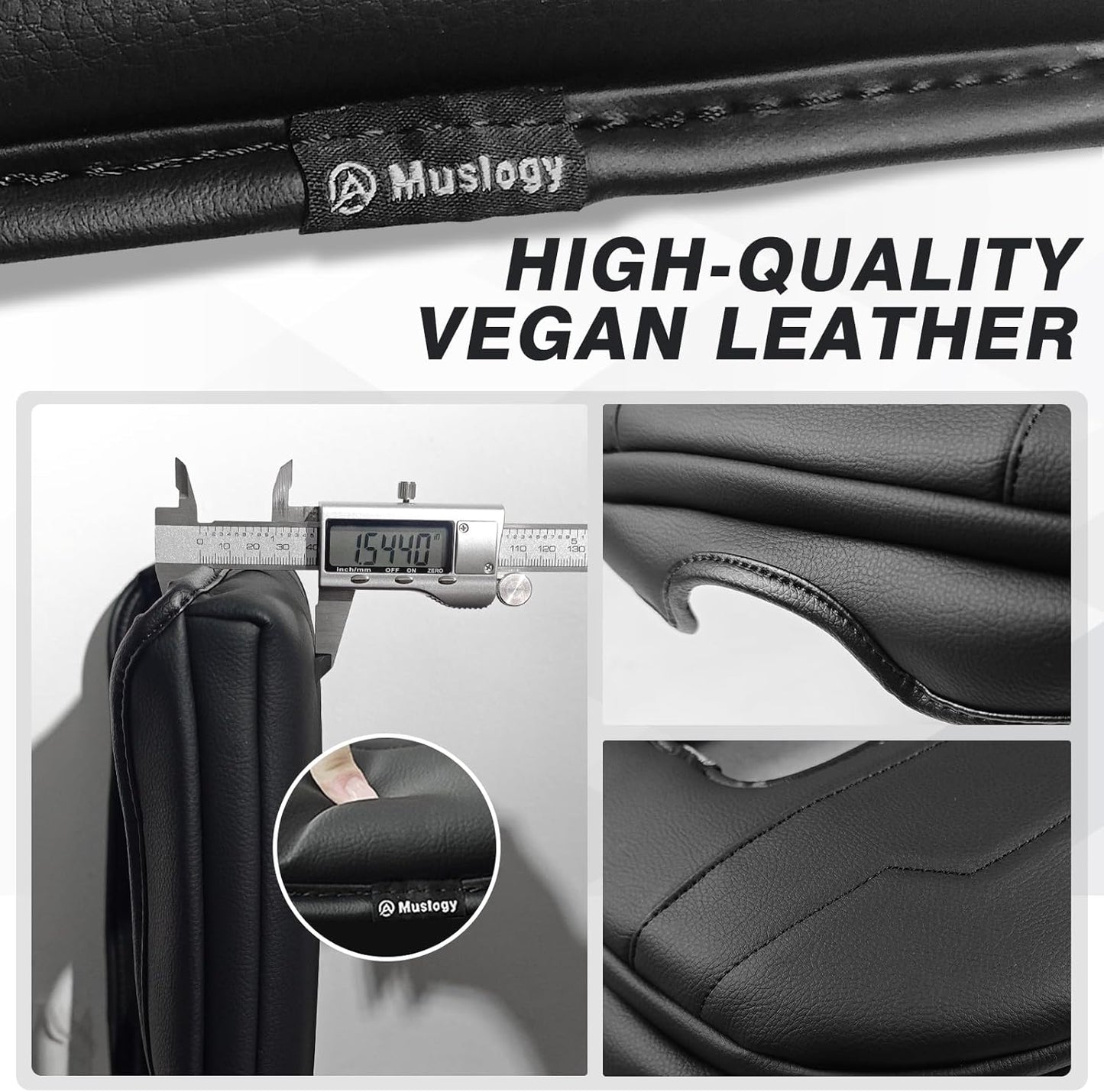 Muslogy Center Console Armrest Cover Compatible with Chevy Silverado & GMC Sierra 1500 2500 3500 2022-2025 Armrest Pad Arm Rest Cushion Vegan Leather Protector 1-Inch Extra Thick(Bucket Seat ONLY)