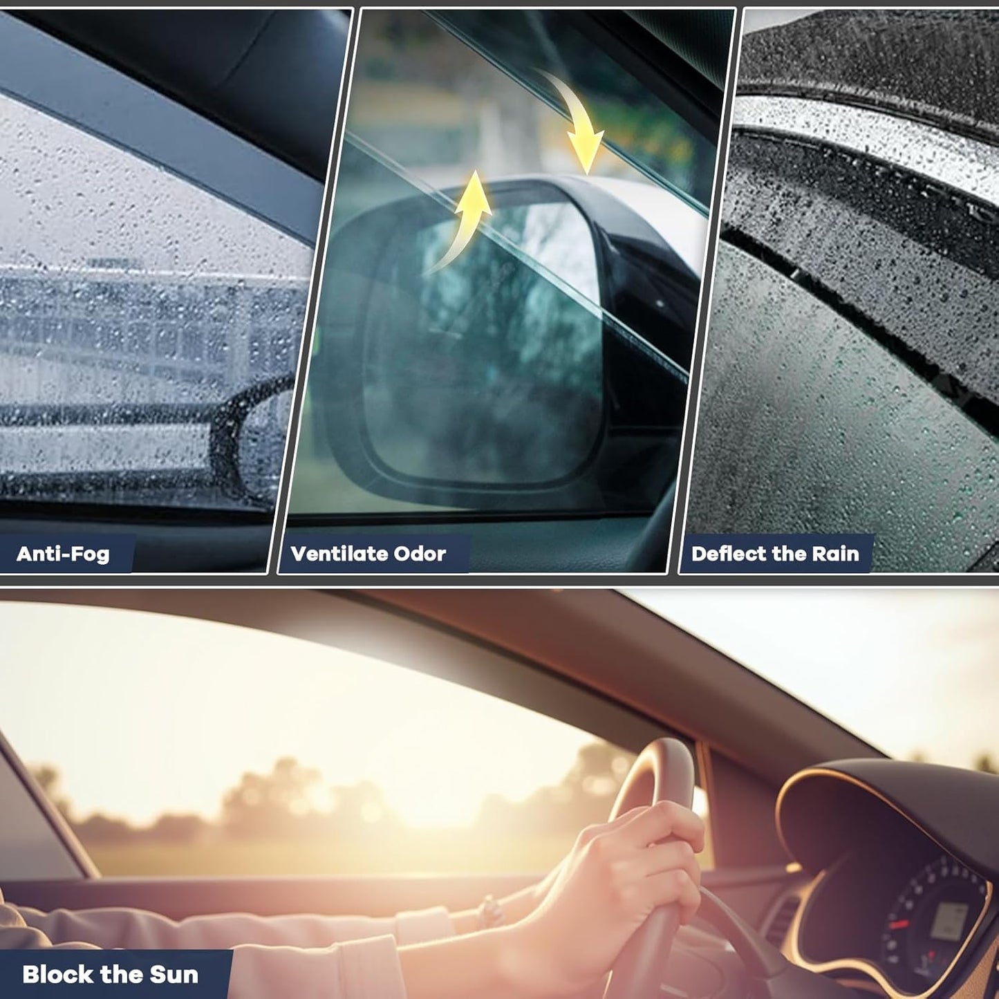 in-Channel Rain Guards Fit for 2020-2025 Chevrolet (Chevy) Silverado/GMC Sierra 2500HD/3500HD Crew Cab, Durable Side Wind Deflectors, Vent Window Visors Shade 2021 2022 2023 2024