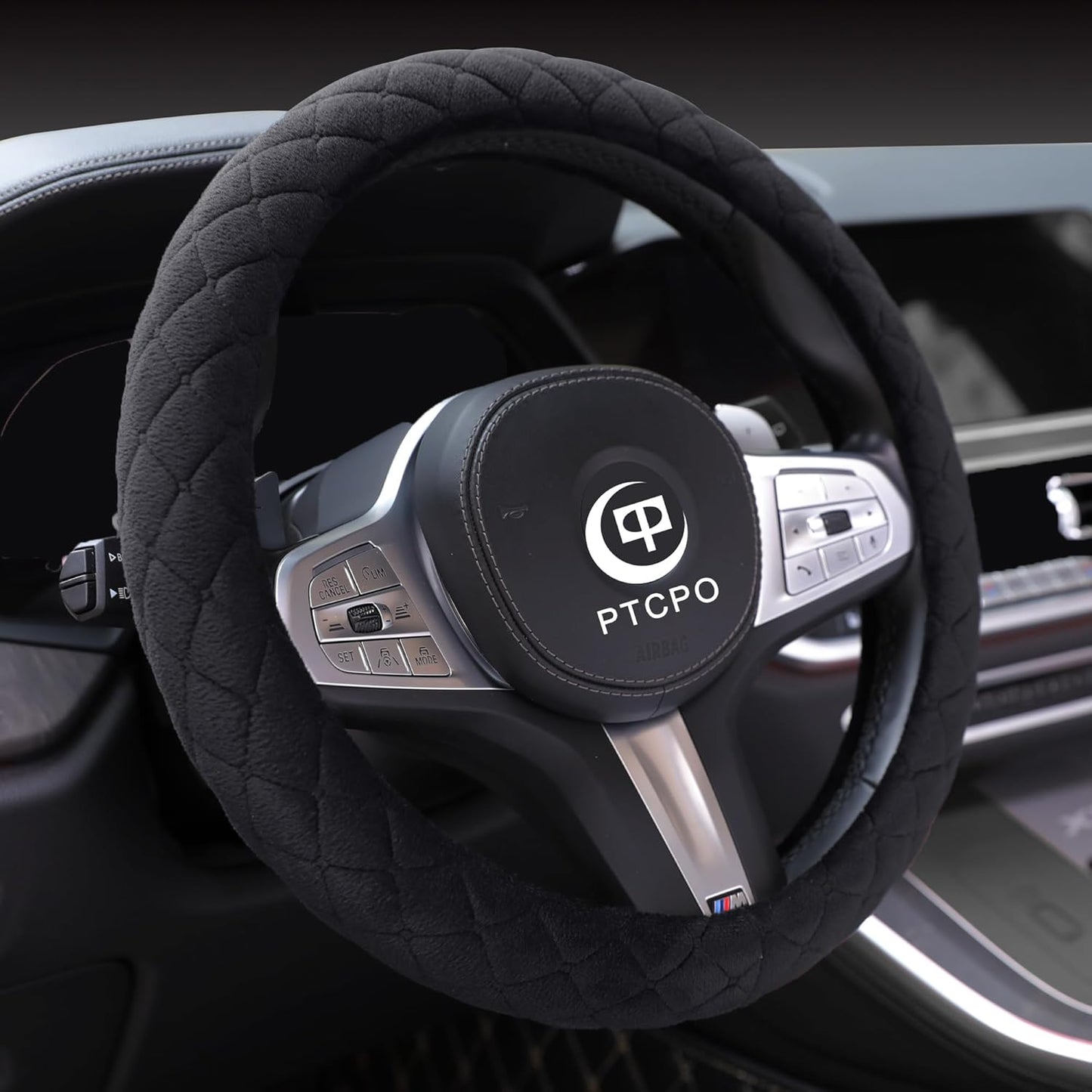 Soft Car Steering Wheel Cover for Sedan, SUV, Warm Luxury Velvet, Odorless, Universal, Anti Slip, Summer Winter, Black, Standard Size[14" 1/2-15"](37-38cm)