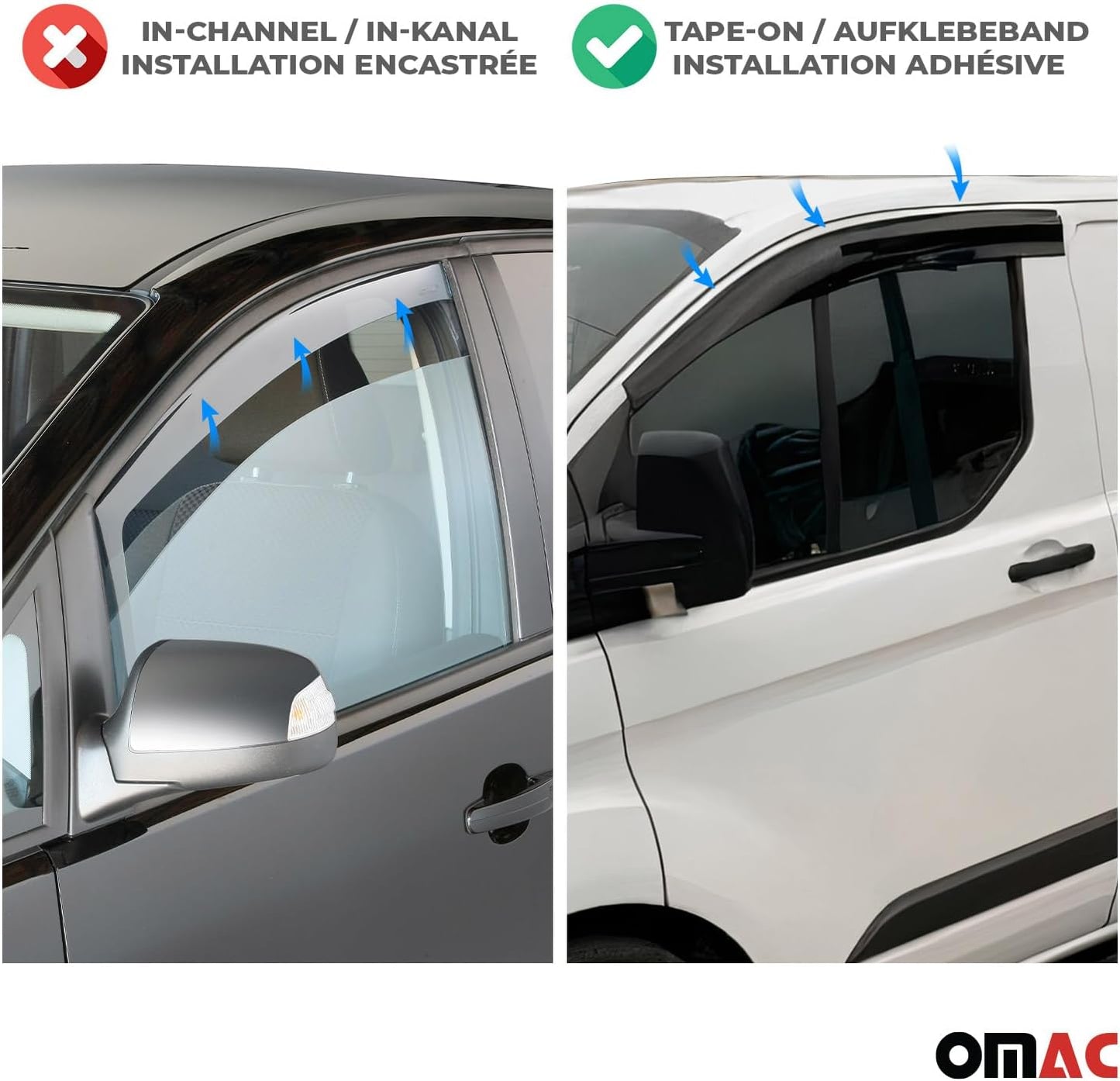 OMAC Window Visor Vent Rain Guard Deflector for Hyundai Tucson 2010-2015 Smoke 4 Pcs