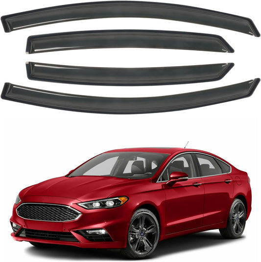 Window Visors Shield Rain Guards Fit for 2013-2020 Ford Fusion, Outside Mount Window Wind Deflectors, Smoke Tinted Vent Visors Shades 2014 2015 2016 2017 2018 2019