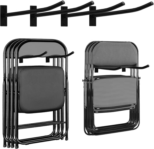 Garage Storage Mechanism Wall Mounted, Folding chair storage rack,Garden Tool Rack Manager Heavy-Duty Folding Chair, Suitablefor Car Tires, Ladders, Chairs, Strollers (Black (2-pack))