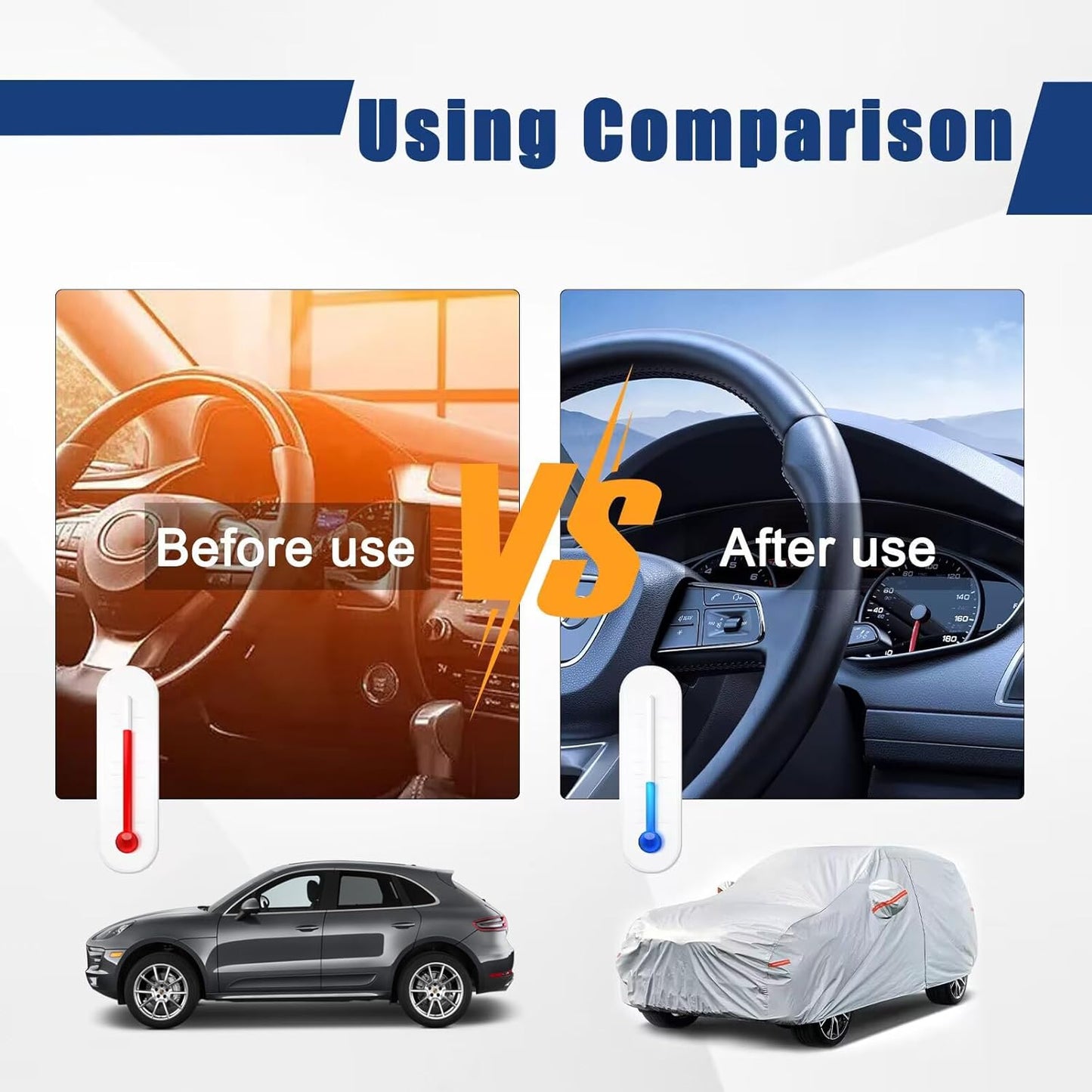 Kayme 6 Layers SUV Car Cover Custom Fit for Hyundai Tucson (2004-2025) Waterproof All Weather for Automobiles, Outdoor Full Cover Rain Sun UV Protection.Silver