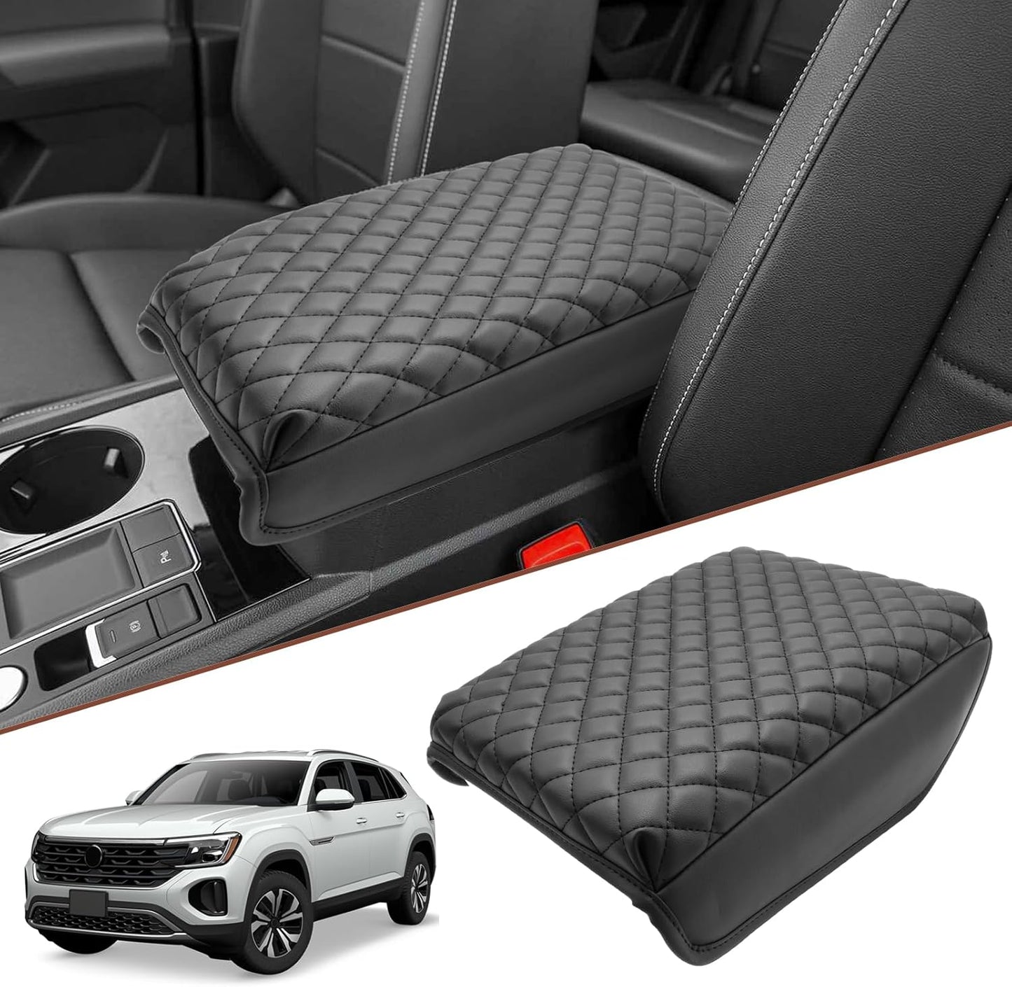 SKTU for 2024 2025 2026 Volkswagen Atlas Center Console Cover 2024 2025 2026 VW Atlas Armrest Cover 2024 2025 Atlas SE/SEL Seat Box Cover VW Atlas 2024 2025 2026 Accessories Center Console Cushion