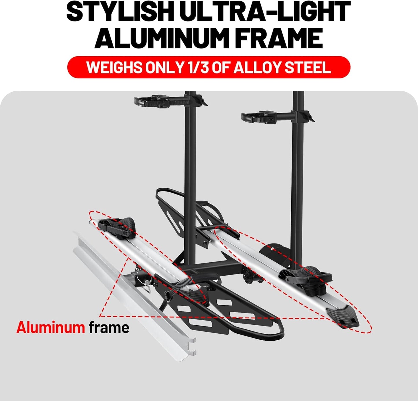 Hitch Mount Bike Rack with Ramp, 200 LB Capacity fits Cars, SUVs, RVs, Trailers, Trucks with 2 Inch Receiver