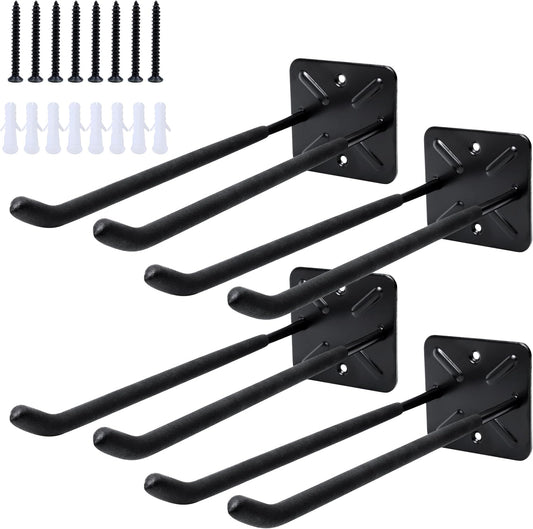 SMART JERRY - Garage Hooks Heavy Duty Tool Organizer │Wall Mount Hooks for Car Tires, Ladders, Chairs, Strollers & Power Tools │Garage Organization Hooks │4 Pack