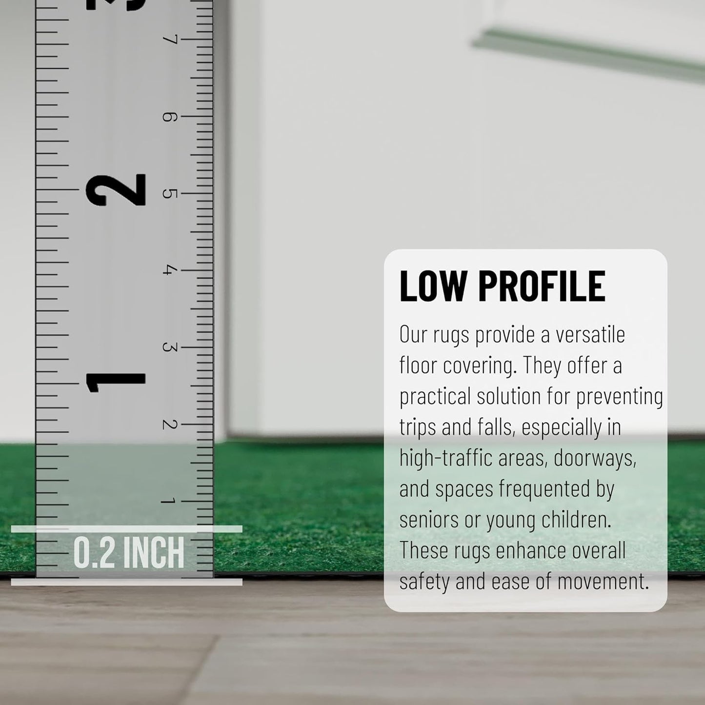 Ottomanson 6'6" x 8' Mud Mat Area Rug Scraper Carpet - Non-Slip, Dirt Trapping for Indoor & Outdoor Use - Ideal for Entryway, Garage, Kitchen, Patio & High-Traffic Areas, Green