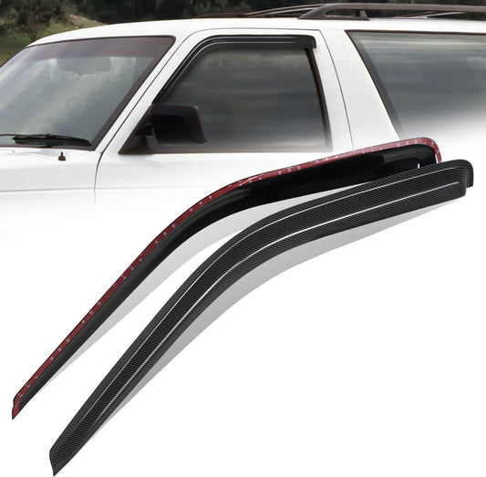 Auto Dynasty 2Pcs Carbon Fiber Pattern Window Visors Compatible with 1988-2002 Chevy Tahoe Blazer GMC Yukon C/K 1500 2500 3500 2-Door Fleetside, Tape-On Window Deflectors Rain Guards Side Vent Shade