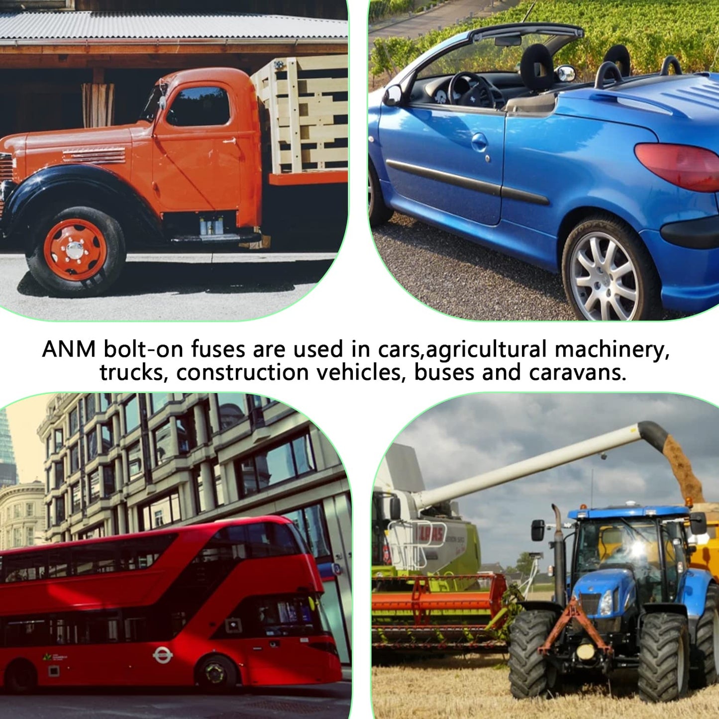 175A MEGA High Current Fuse - 175 Amp Bolt-on Fuse for Cars, Trucks, Construction Vehicles, Buses, Caravans (2 Pcs)