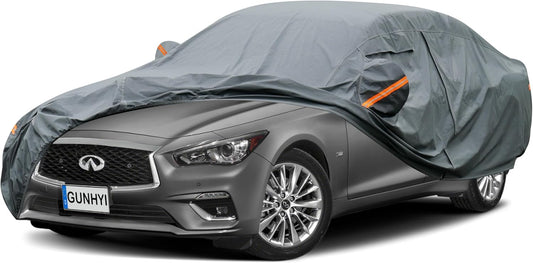 Premium Car Cover Custom Fit Infiniti Q50 Sedan (2013-2025), 16 Layers Heavy Duty Car Cover Waterproof All Weather with Zipper Door for Sun Rain Snow Dust Uv Protection