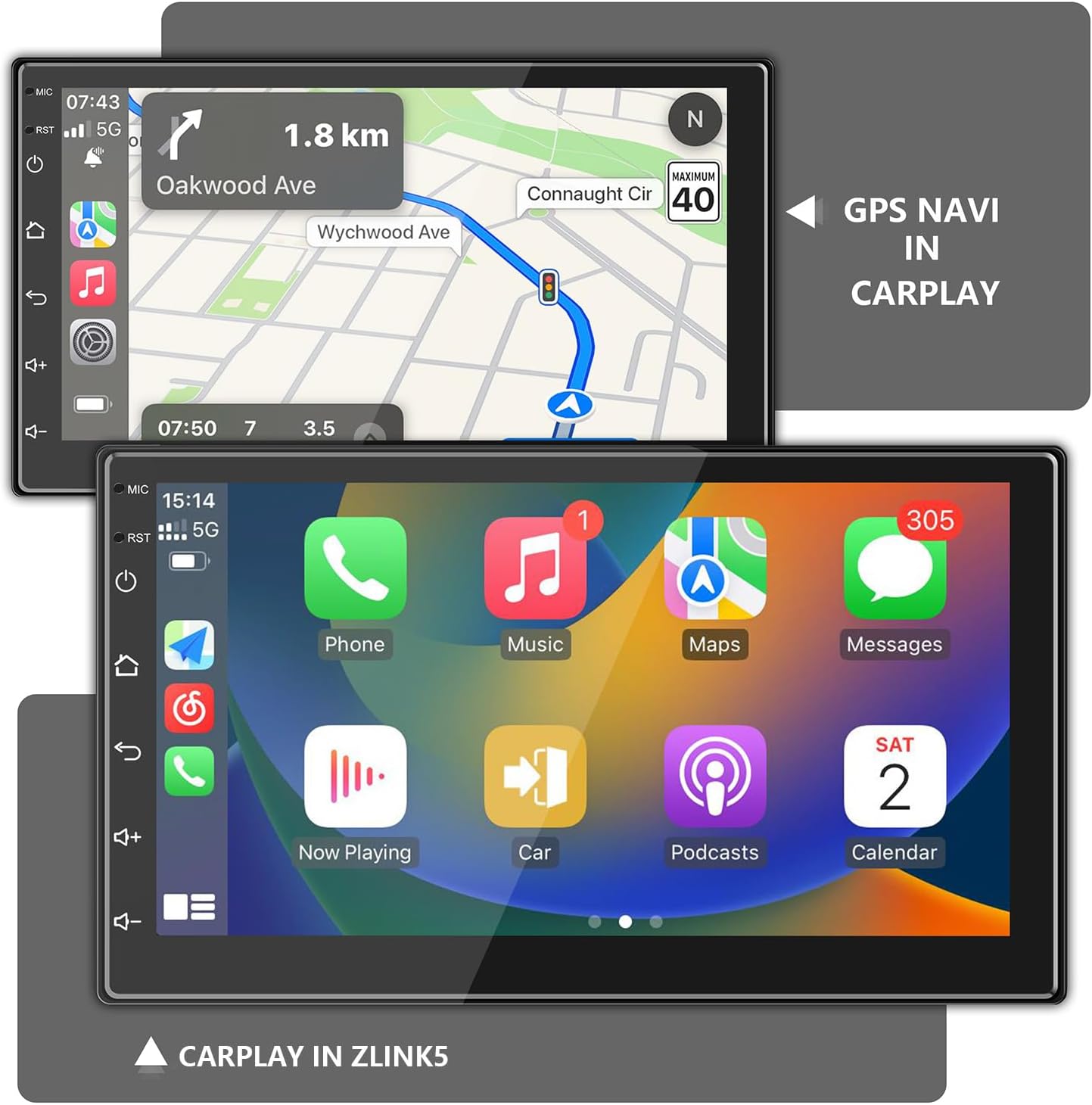 Double Din Car Radio Support Wireless CarPlay & Wireless Android Auto, [2G+32G] 7 Inch Touchscreen Car Stereo with Bluetooth+WiFi+RDS/FM+GPS Navi+Backup Cam+Mirror Link,Car Audio Receivers