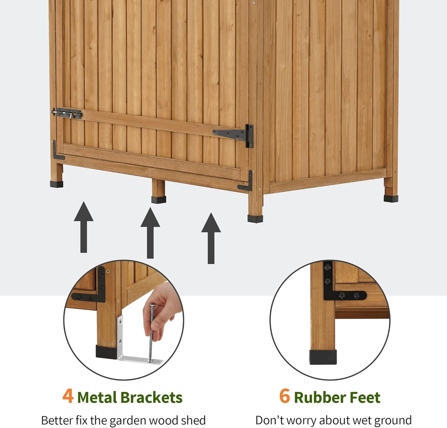 MCombo Large Outdoor Storage Cabinet with 3 Adjustable Shelves, 82 Inches Tall Storage Shed, Wood Garden Shed with Locks for Patio Yard Lawn, 1970