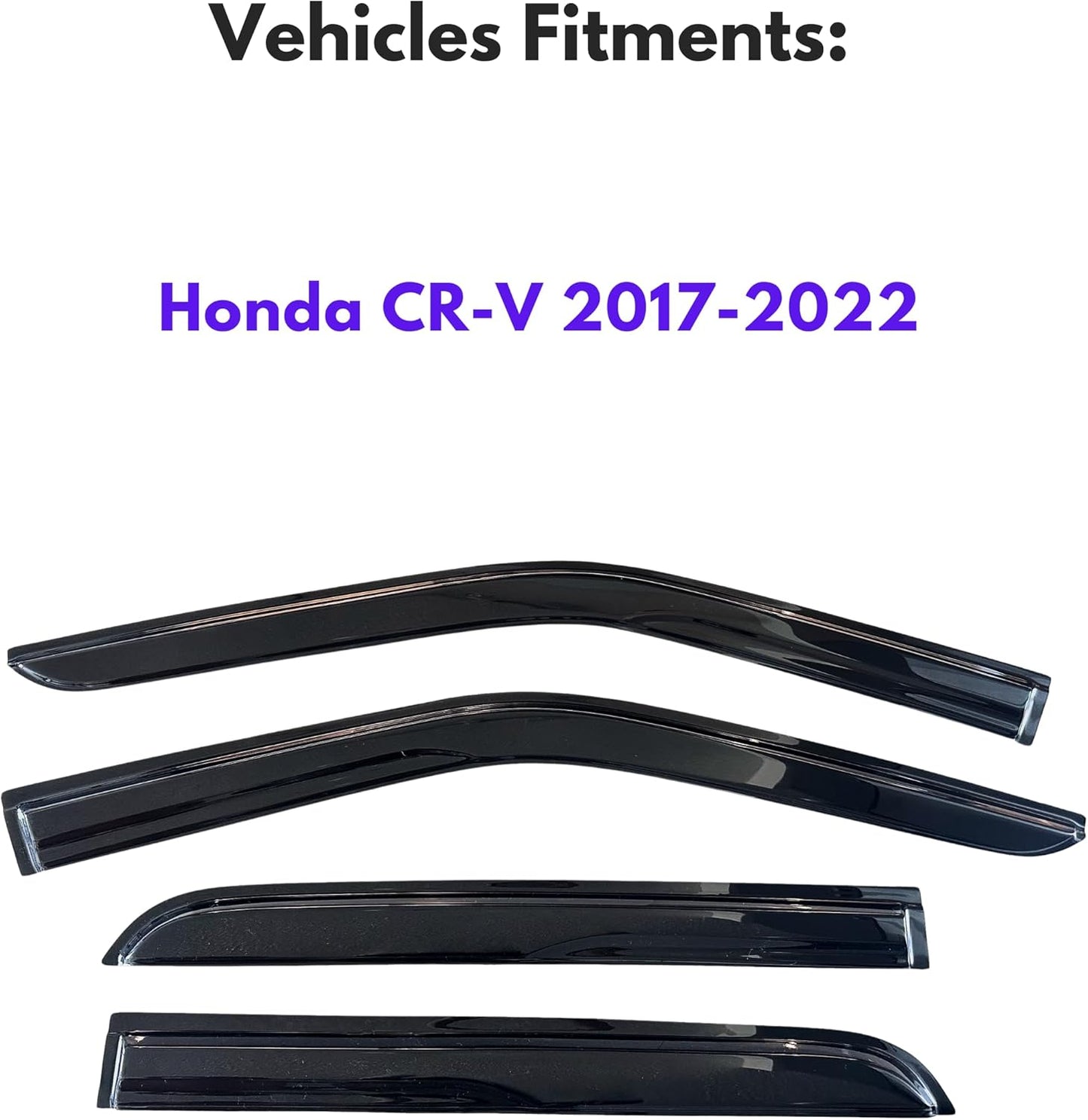 KPY Window Visor Compatible with Honda CR-V 2017-2022 (CRV), 4PC Rain Guard Side Window Vent Deflectors Tape-On Mugen Style, 2017 2018 2019 2020 2021 2022