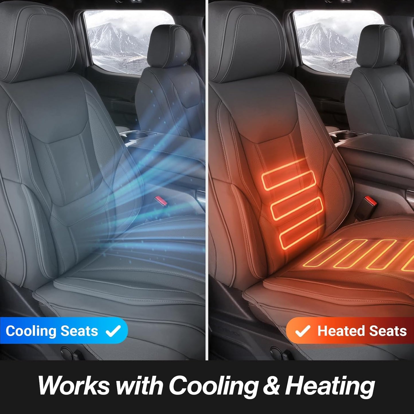 Coverland Custom Car Seat Covers Compatible with Silverado 2500HD, Maverick, Frontier - Premium Leather Non-Slip Memory Foam Waterproof Protector Front Seat-Dark Gray [See Size Chart-Size A40]