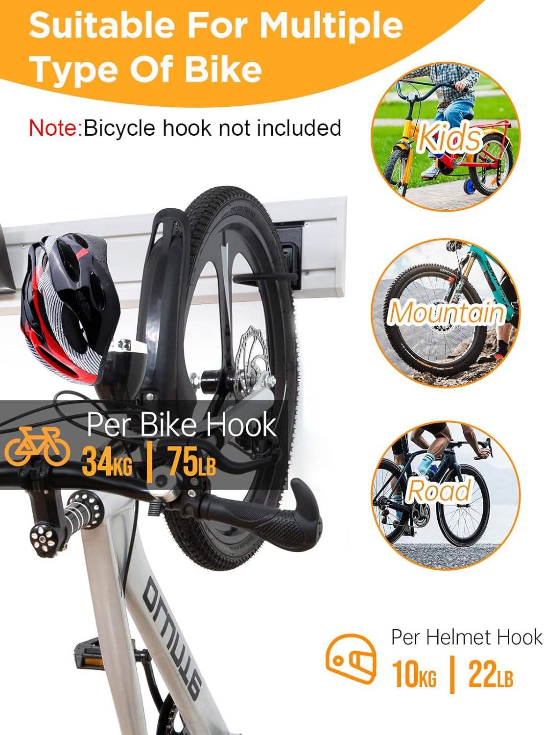 Garage Tool Organizer Wall Mount Slat Wall Paneling Yard Tool Storage for Garage, Bike Storage Rack