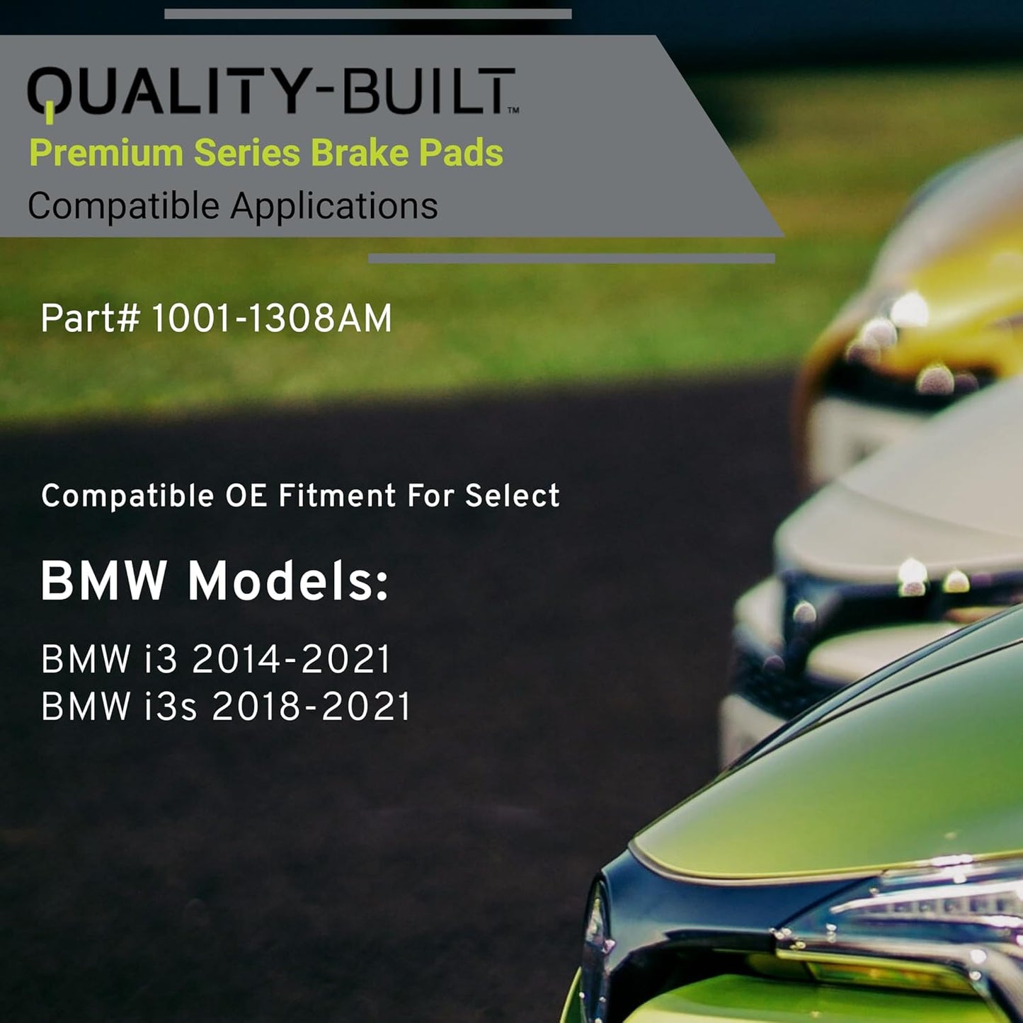 Premium Semi-Metallic Front Brake Pads (1001-1308AM) Compatible with BMW i3 2014-2021, BMW i3s 2018-2021