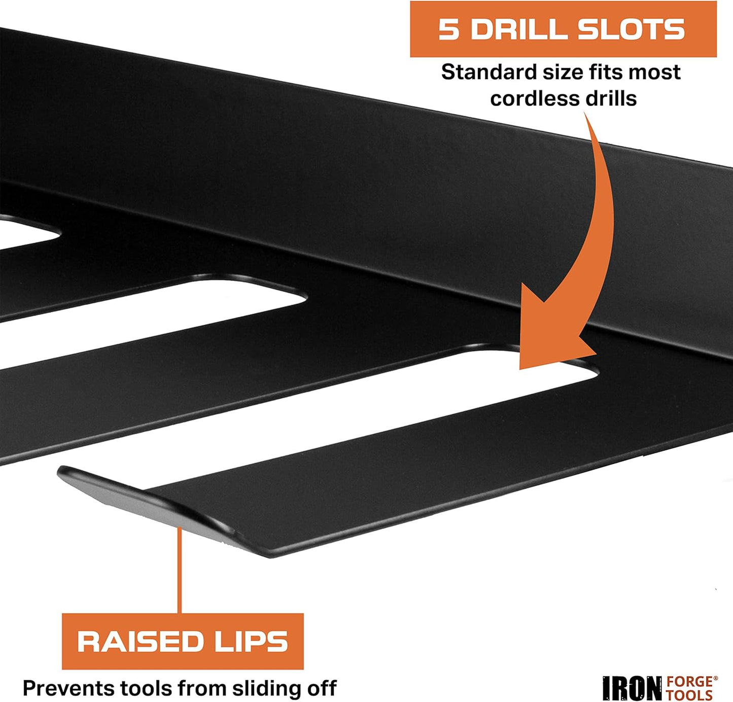 Power Tool Organizer for Shop & Garage - Heavy Duty Drill Power Station, Wall Mounted Rack With 5 Drill Storage Slots, Solid Steel