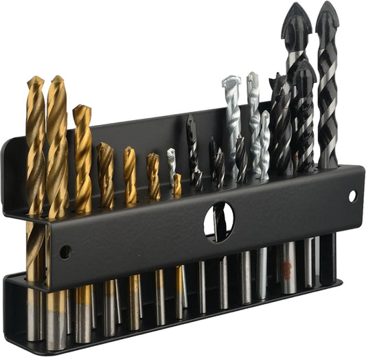 MUTUACTOR Magnetic Drill Bit Organizer,No Drilling Magnet Impact Drill Bit Storage,Anti-Slip Heavy Duty Magnetic Drill Bits Holder for Long Phillips Head Drill Bits,Black,26 Holes