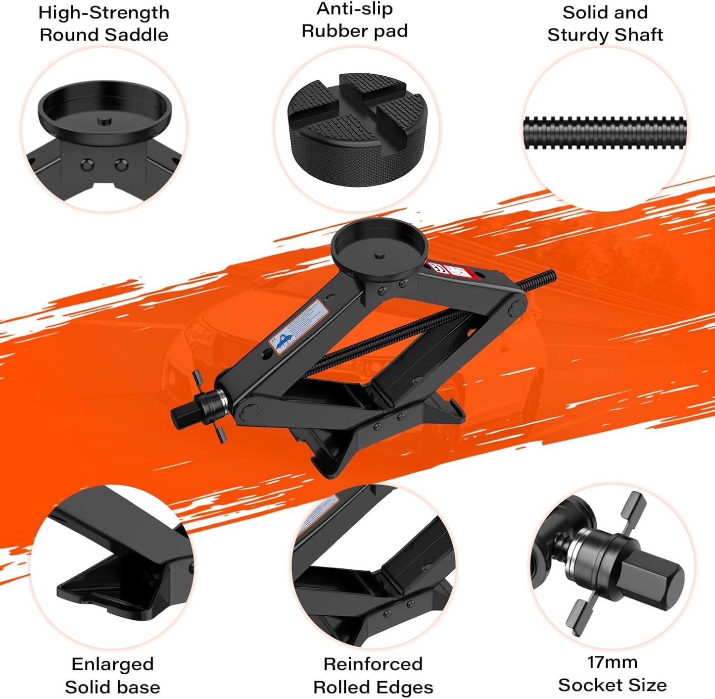Scissor Jack 3 Ton, 4.1"-18.3" Lifting Car Jack, Heavy Duty Car Jack Kit, Portable Tire Changing kit with Lug Wrench, Tire Jack Tool for Car SUV MPV