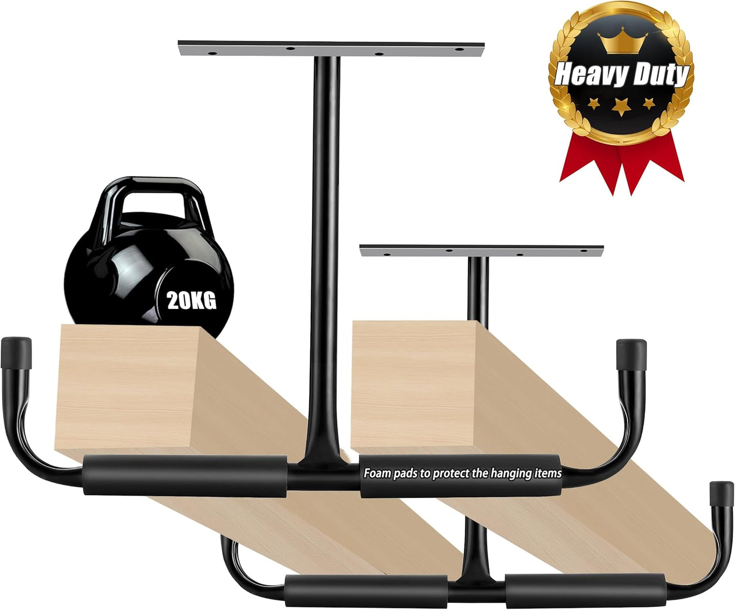 Sinoer Garage Ceiling Storage Hooks,Wall Mounted Hooks, Heavy Duty Utility Hooks for Ladder,Bike,Wood, Tools & Other Bulky Items (4 Pack, Black)