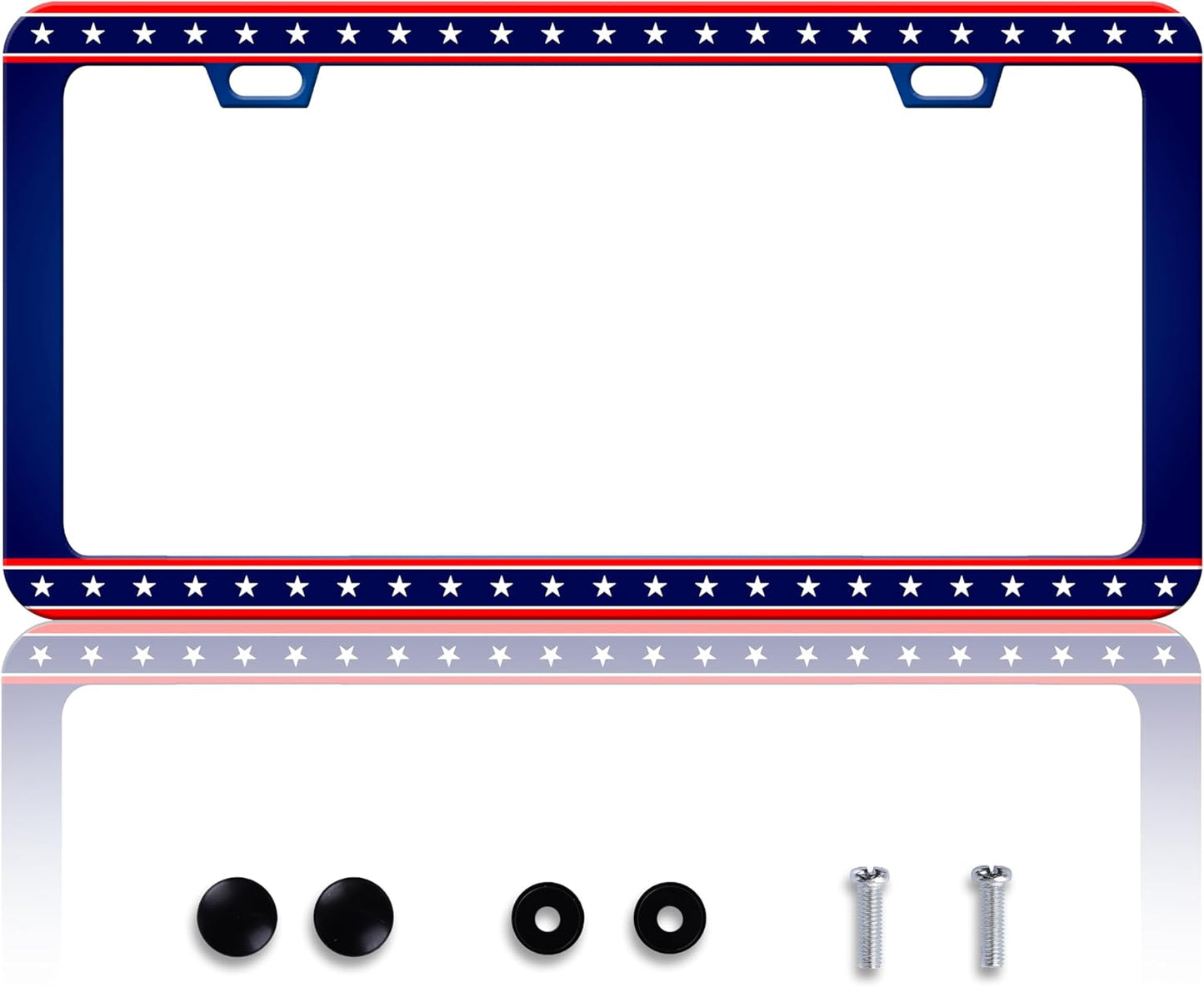 American Flag License Plate Frame United States Flag License Plate Frames Personalise Stainless Steel Funny Design Compatible with Standard License Plate Holder for USA Canada 6 X 12 Inch with Screws