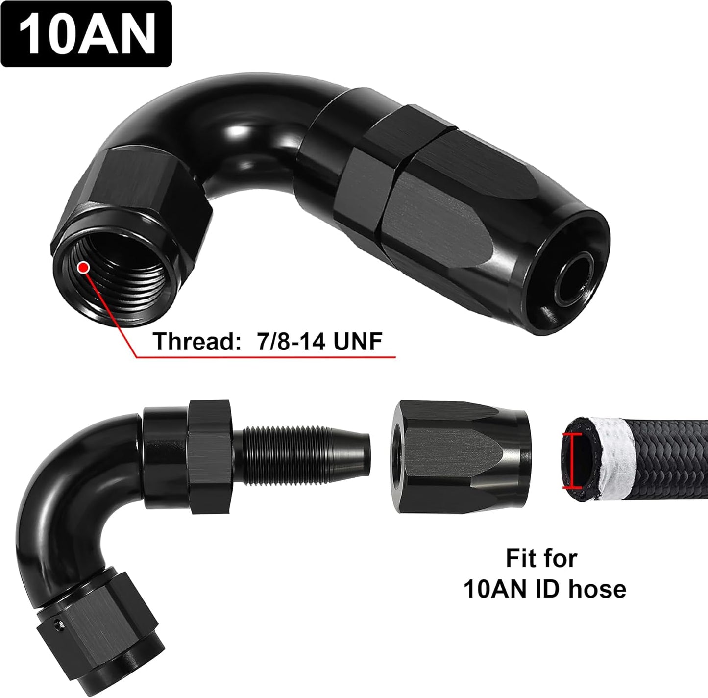 EVIL ENERGY 10AN 120 Degree One Piece Full Flow Hose End Fitting Swivel For CPE Braided Hose