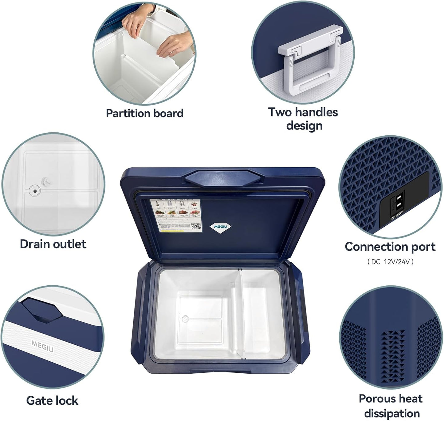 Car Fridge Portable 12V Refrigerator 40 Quart 12 Volt Freezer Compressor Cooler 12V/24V DC 110～240 V AC for Truck Van RV Camper SUV and Home Use (HC-38P5s)