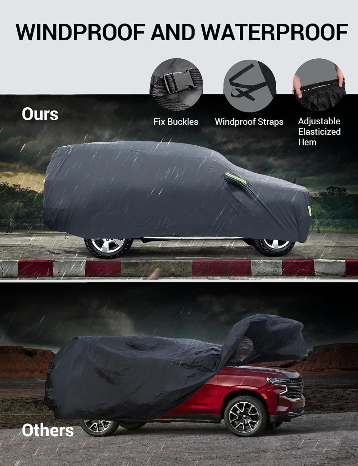 Proadsy 2025 Upgrade Car Cover for Hyundai Tucson 2020-2024 2025, Waterproof All Weather, Windproof Snowproof Rain Hail Sun UV Dust Snow Protection Full Outdoor Indoor Exterior Car Covers