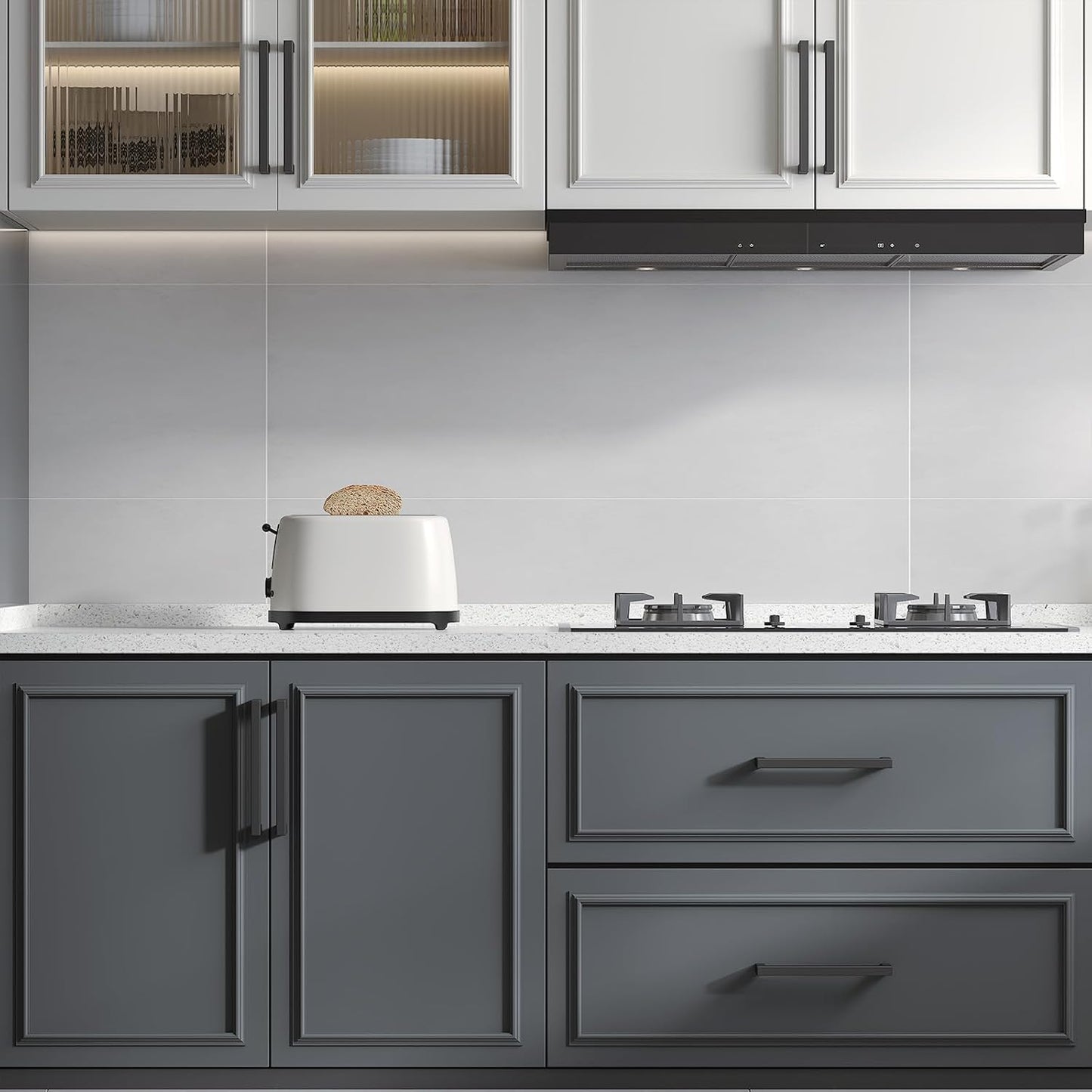 goldenwarm 30 Pack 5 Inch Black Cabinet Handles - Matte Black Drawer Pulls Stainless Steel - 128mm Cabinet Hardware Square Bar Modern Cabinet Pulls for Kitchen Bathroom Cupboard