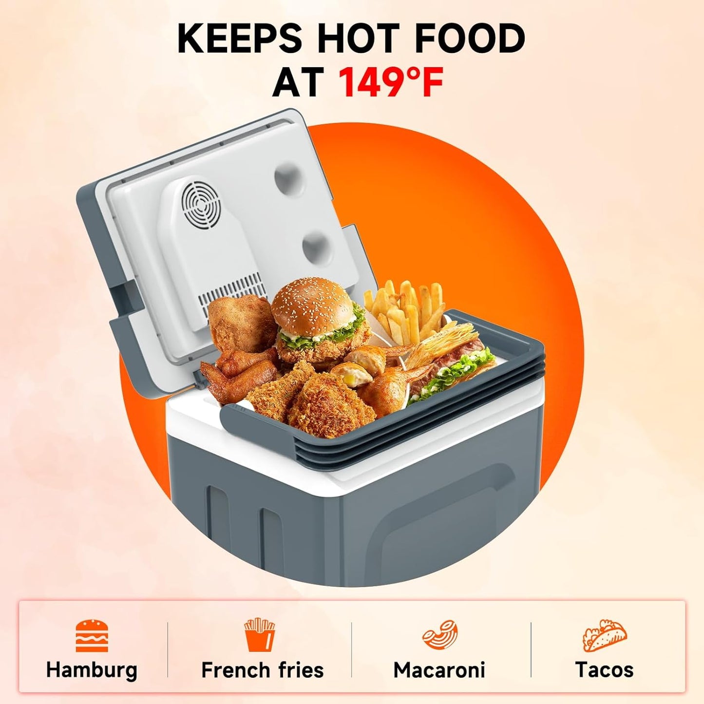 SHAREWIN Electric Cooler & Warmer with Handle 26.5 Quart/25L Portable Thermoelectric Fridge for Vehicles & Trucks with 110V AC & 12V DV, 12V Car Cooler for Camping, Travel Grey