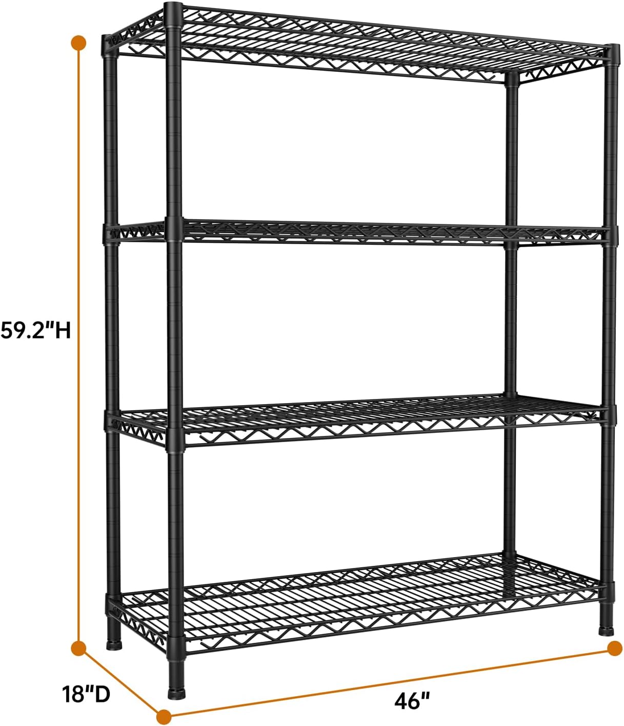 SINGAYE 4 Garage Heavy Duty Shelving Unit Kitchen Pantry Close Home Organizers and Storage Bathroom Shelf Laundry Room Organization Industrial Book Metal Wire Adjustable Shelves