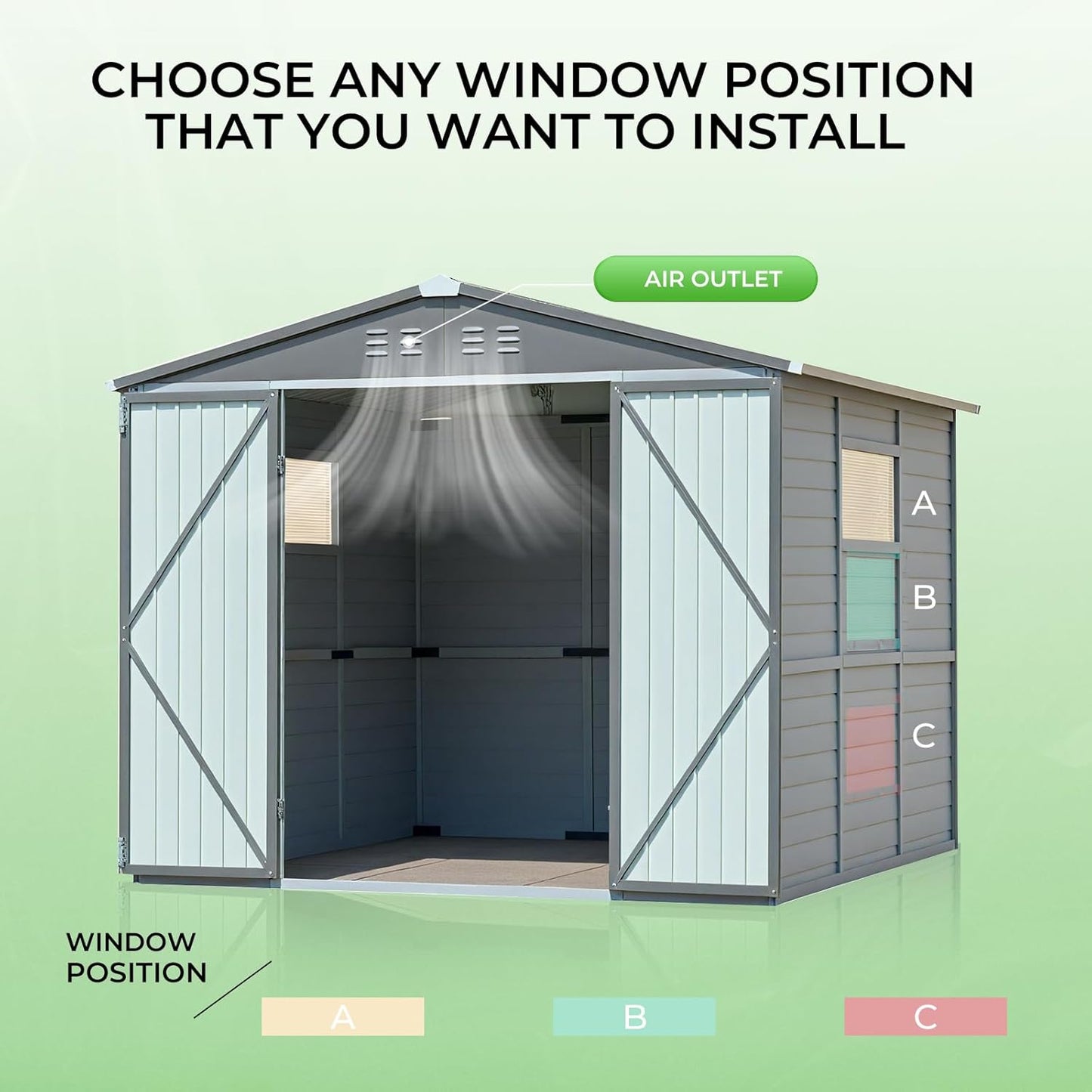 MyVoice 4x6 FT Wooden Outdoor Storage Shed with 4 Vents & 2 Adjustable Windows, DIY Cedar Tool Shed Kit, Garden Bike Firewood Storage, Waterproof Backyard Outdoor Shed for Patio, Lawn, Yard & Garage