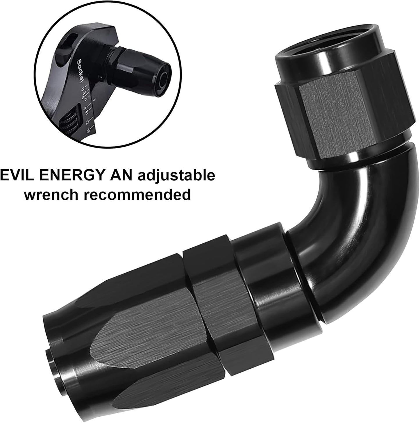 EVIL ENERGY 6AN 90 Degree One Piece Full Flow Hose End Fitting Swivel For CPE Braided Hose