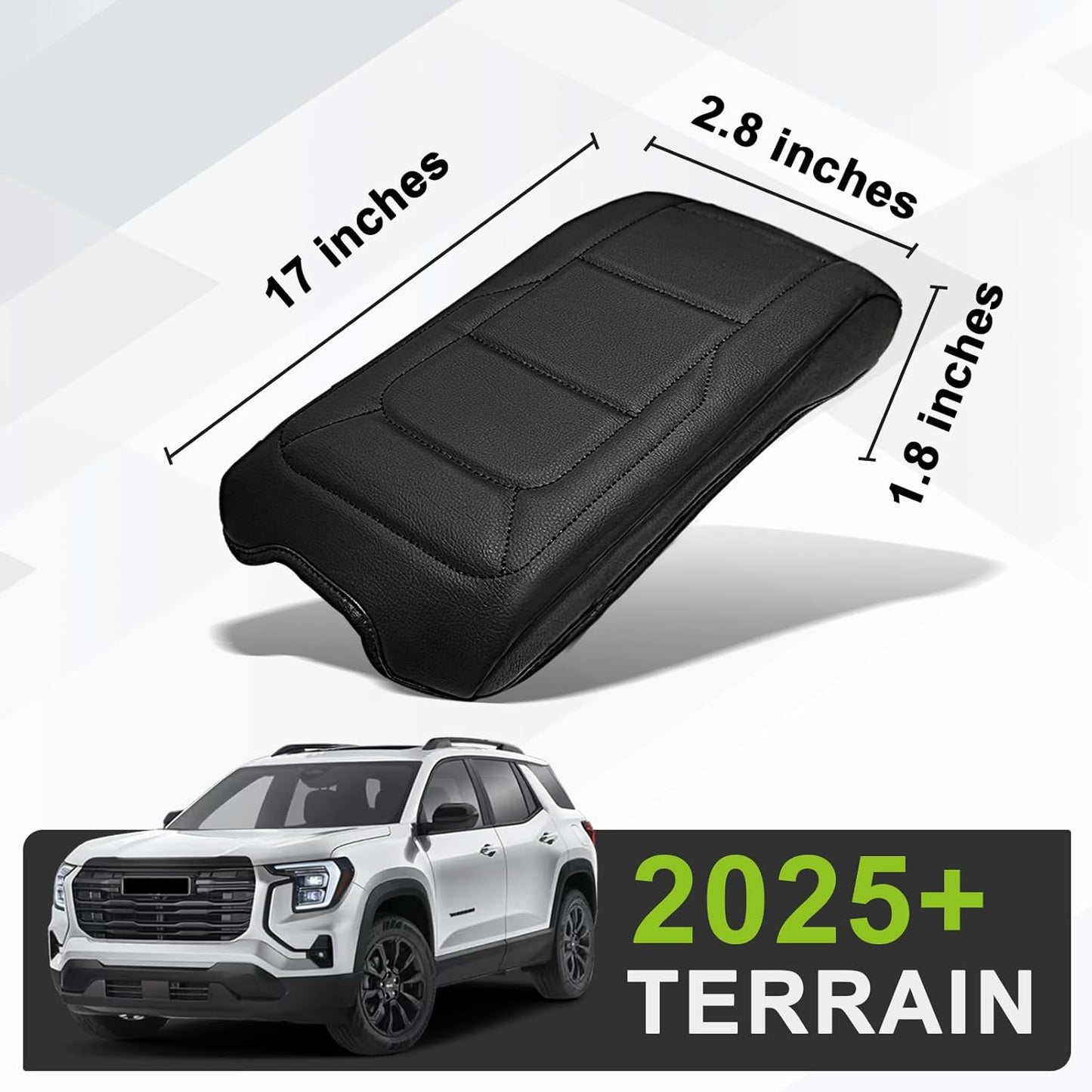 Muslogy Center Console Armrest Cover Compatible with GMC Terrain 2025 2026 Comfort Armrest Pad Arm Rest Cushion Vegan Leather Protector Regular Thick