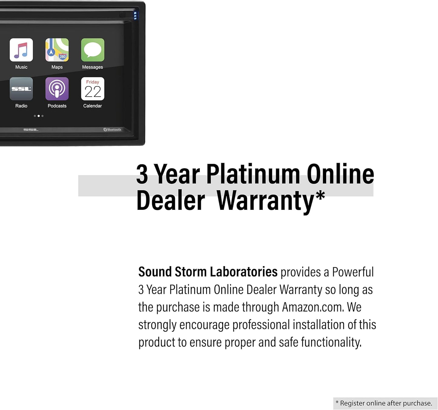 Sound Storm Laboratories DDCP62-R Apple CarPlay Car Multimedia Player - Double-Din, 6.2 Inch Capacitive Touchscreen, Bluetooth, USB, SD, Aux AV in, No CD DVD, AM/FM, Backup Camera Included