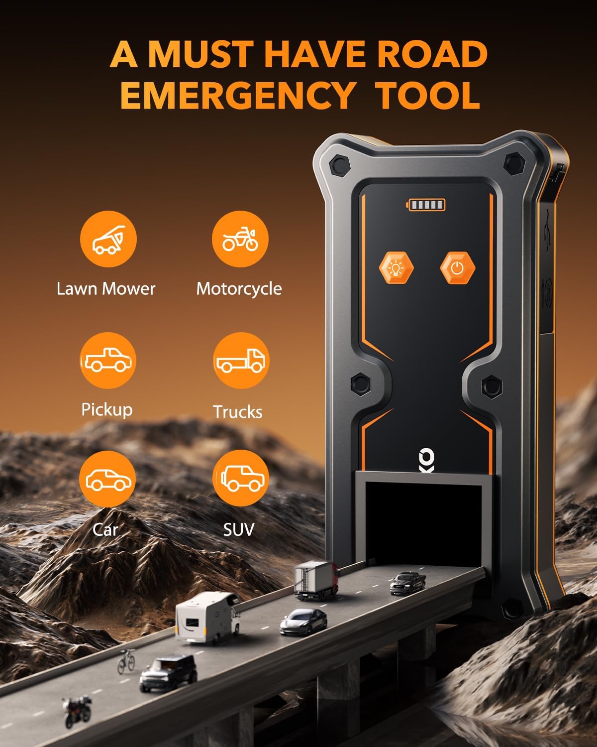 OXILAM 8000A Jump Starter - Car Jumper Starter Portable for All Gas & Diesel Engines, 12V Jump Box for Car Battery with Extended Jumper Cables, USB, DC, Type C Port & LED Light