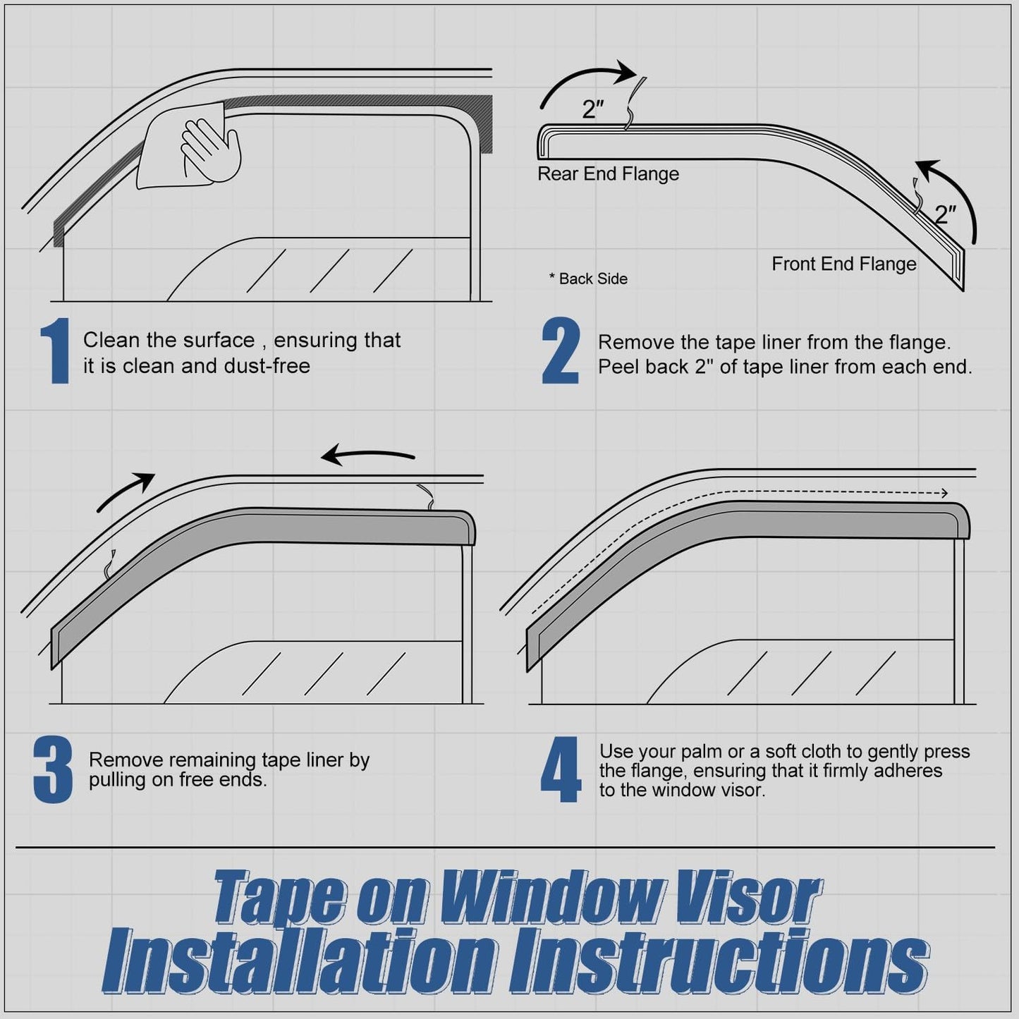 Auto Dynasty 4Pcs Carbon Fiber Pattern Window Visors Compatible with 2003-2011 Honda Element, Tape-On Front & Rear Window Deflectors, Glossy Dark Smoke