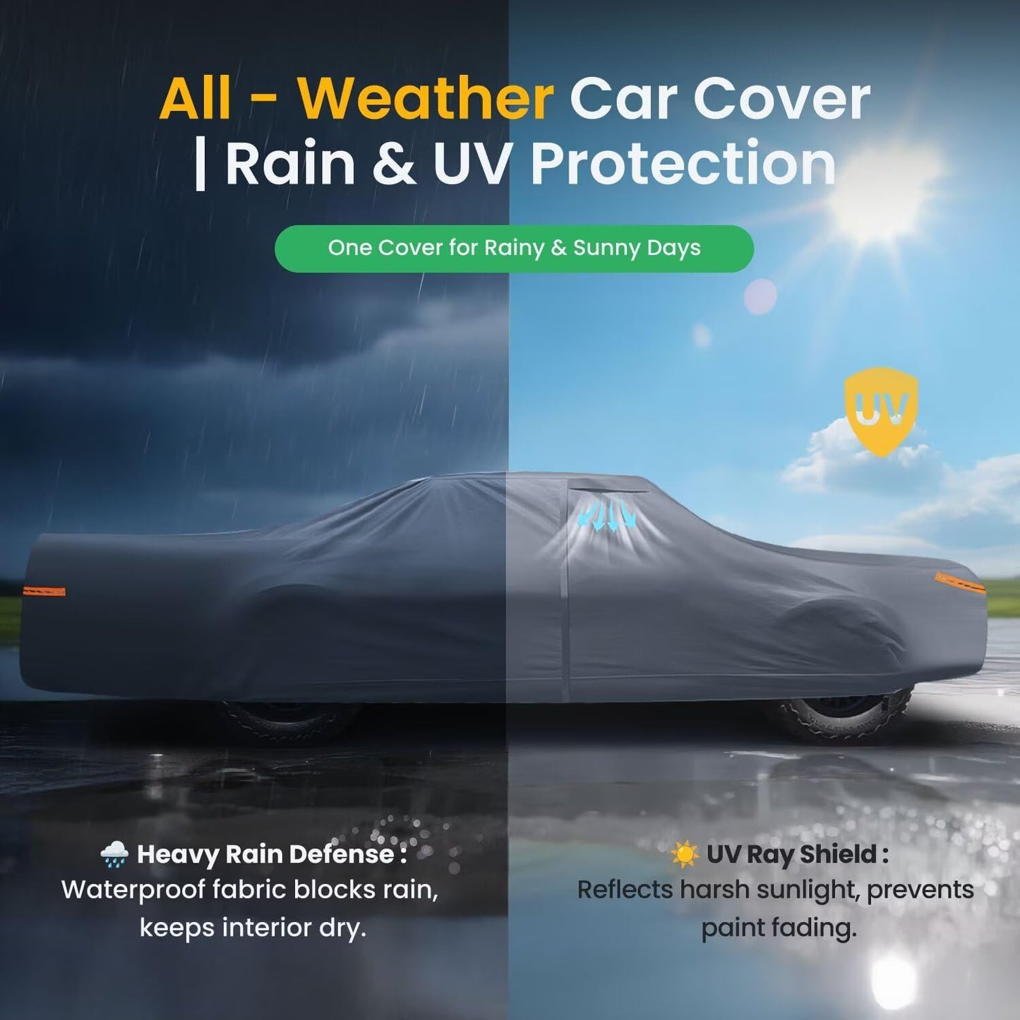 Waterproof Cadillac DeVille (1960-2006) Car Cover with Breathable Vents, [2025 Upgrade] Premium Covers with Cotton Liner and Zipper Door, Sun Rain Snow Dust Uv Protection.(Gift with Towel)