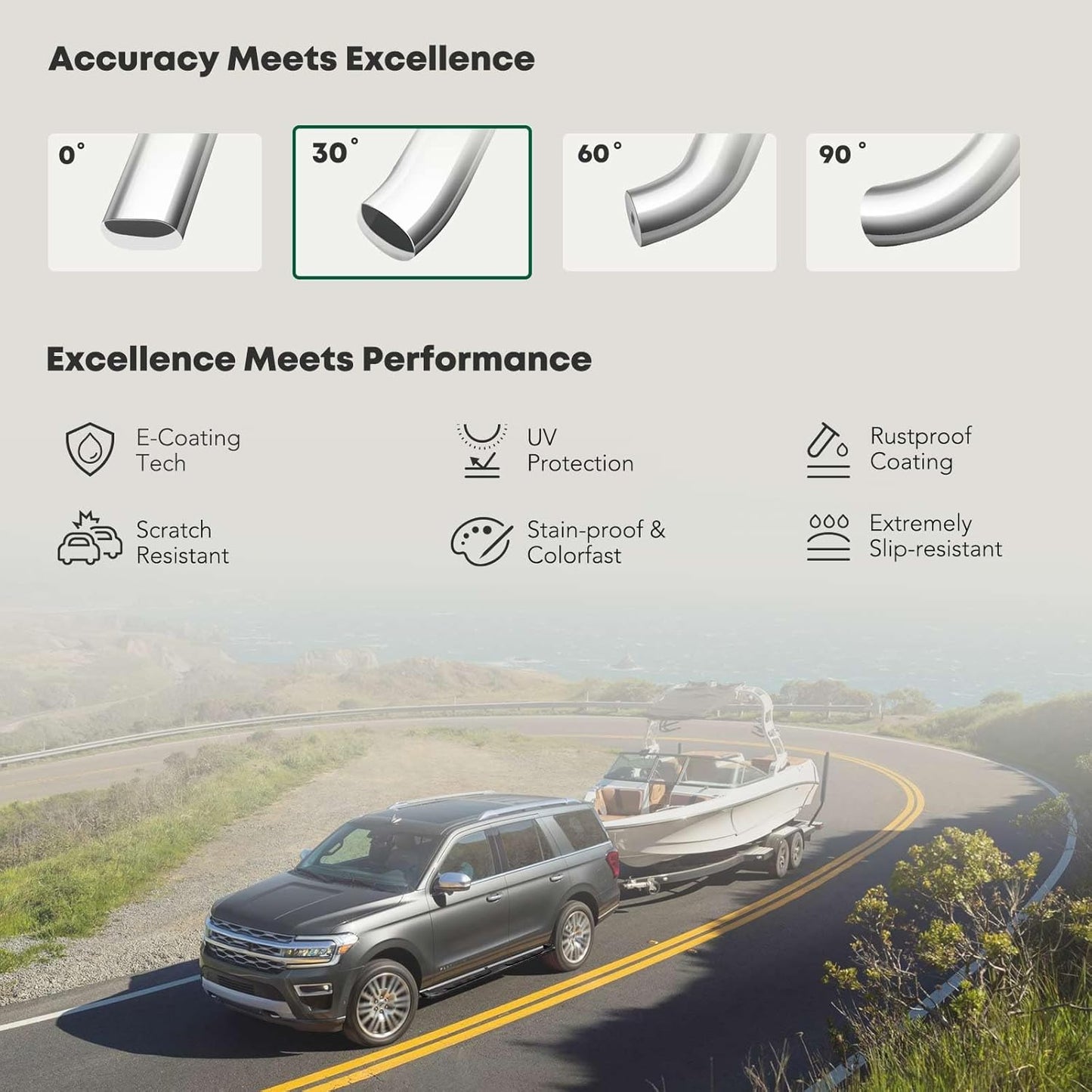 YHTAUTO 6" Running Boards Side Steps Compatible with 2007-2019 Chevy Silverado & GMC Sierra 1500/2500 HD/3500 HD, Crew Cab, Oval Bent Ends Stainless Steel Polished Chrome, Truck Cab Side Step Rails