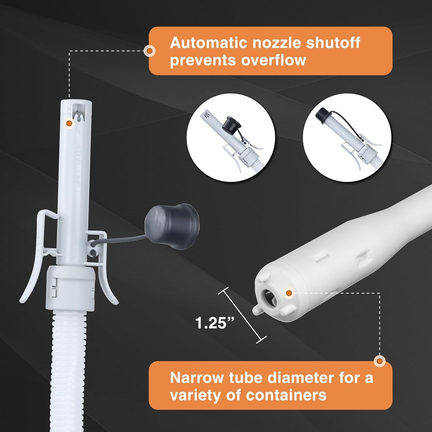 Battery Powered Stick Fuel Transfer Pump, 3.2 GPM, 51 Inch Transfer Length, Self-Hooking, For Transferring Gasoline, Kerosene, Diesel, and Non-Potable Water, Battery Powered Sump Pumps