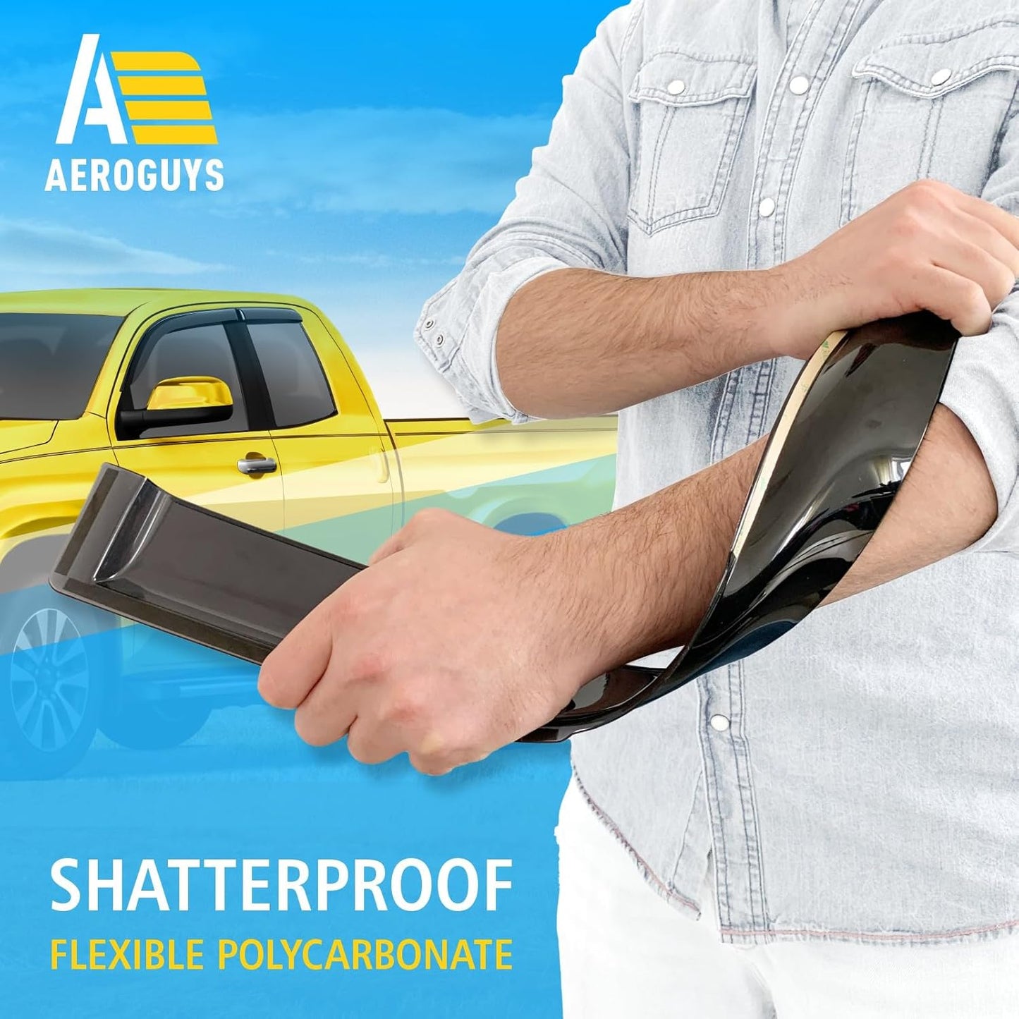 Extra Durable Window Deflectors Tape-On Window Visors Rain Guards Fit for Toyota Tundra 2007-2021 Double Cab, Sun Visors, Wind Vent for Shades, Exterior Car Accessories - 4pcs. AG0293