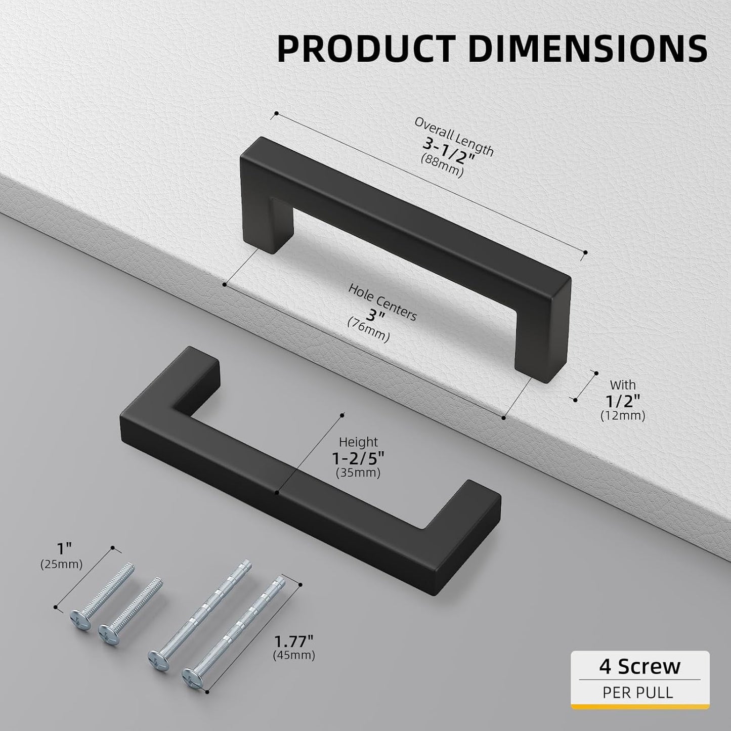 goldenwarm 30 Pack 3 INCH Black Square Bar Cabinet Pull Drawer Handle Stainless Steel Modern Hardware for Kitchen Bathroom Cabinets Cupboard - Center to Center 3in (76mm) Matte Black Drawer Pulls