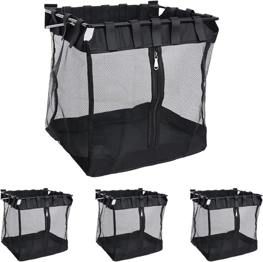 4Pcs Large Slatwall Baskets Mesh Slatwall Baskets with Zipper Mounted Storage Baskets Hanging Slatwall Accessories for Shops Rooms Storage Display Organizing(16 * 12 * 16inch)