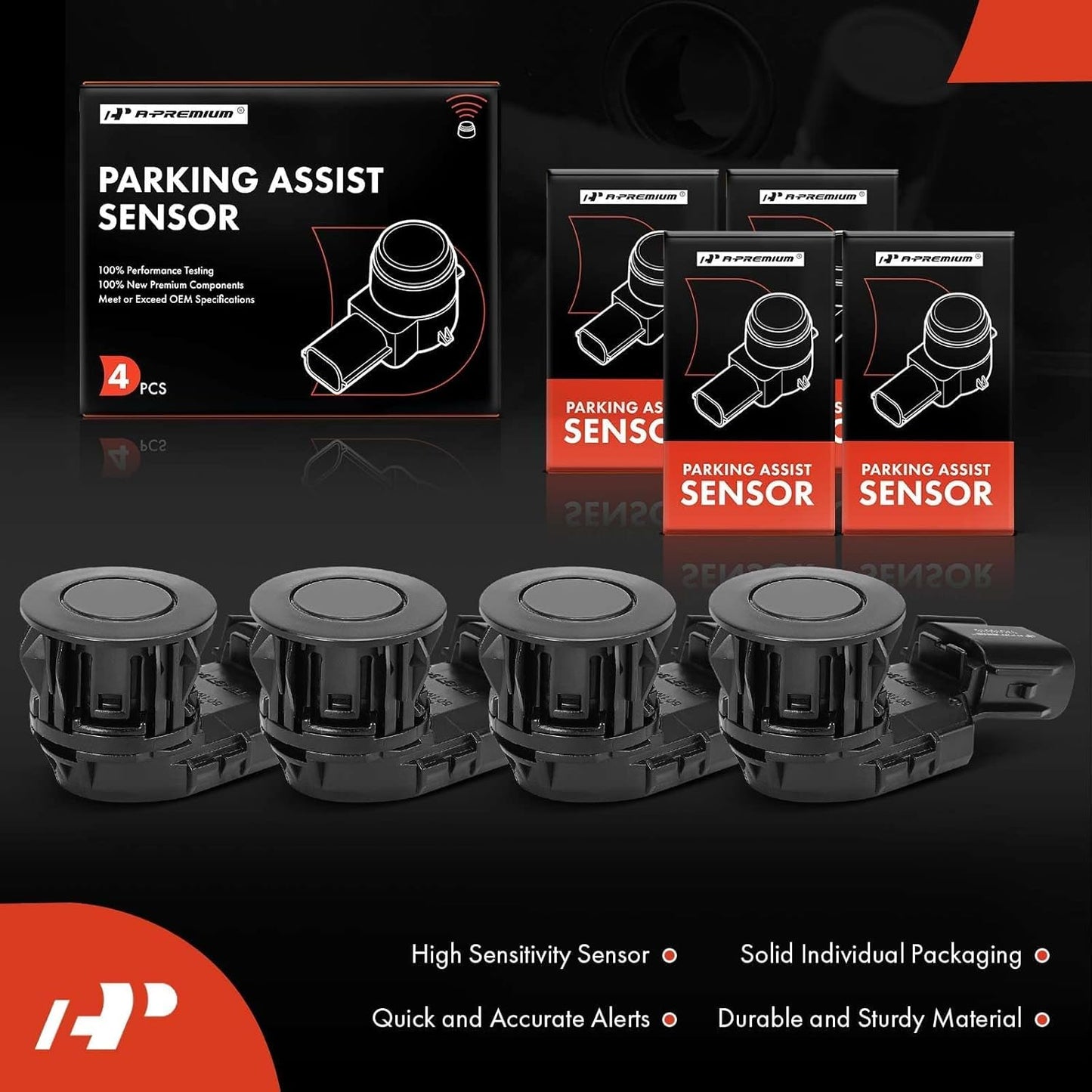 A-Premium 4-PC Reverse Backup Parking Assist Sensor Compatible with Select Toyota Models - RAV4 2014-2018, Tacoma 2015-2022, Tundra 2014-2021, Replace# 89341-0C010, 89341-0C020