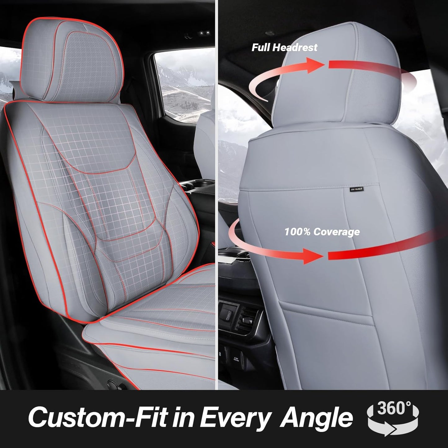 Coverland Custom Car Seat Covers Compatible with 2000-2006 Tundra Access Cab, Double Cab - Premium Leather Non-Slip Waterproof Custom Interior Protector Full Set-Gray [See Size Chart-Size X145]