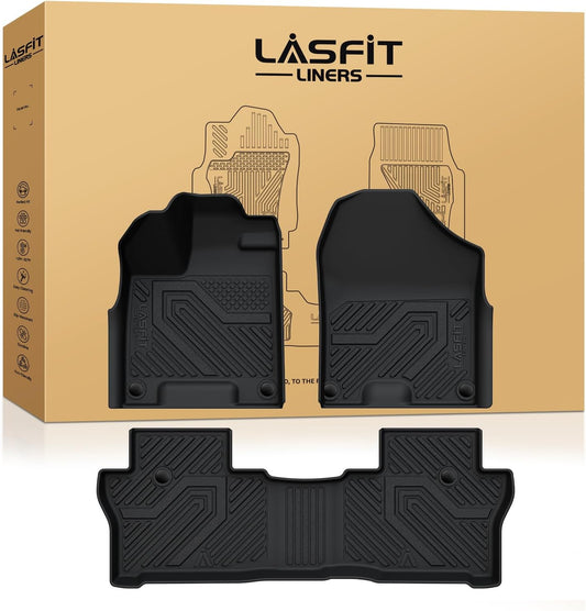 LASFIT Floor Mats for Honda Passport 2019 2020 2021 2022 2023 2024 2025, All Weather TPE Custom Fit Car Floor Liner, 1st & 2nd Row, Black